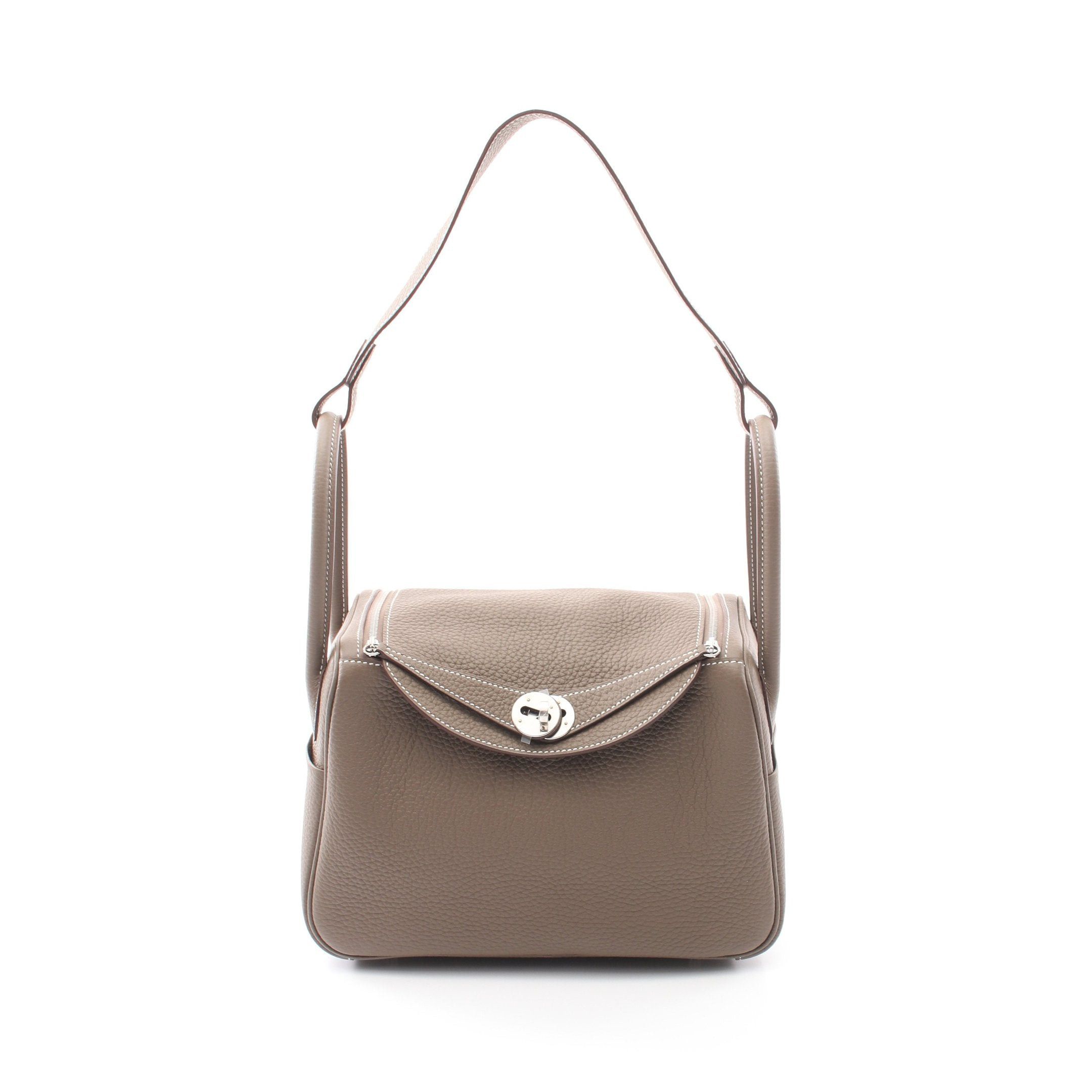 Hermes Hermes Lindy 26 Etoupe Shoulder Bag Clemence Leather Gray Brown Silver Hardware Double Engraved Size ONE SIZE - 1 Thumbnail