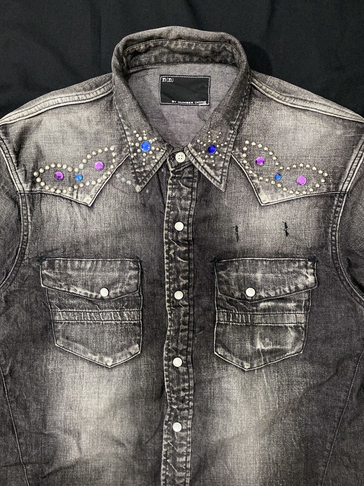 Number (N)ine Number Nine AW 07 Studed Jewel Western Denim Shirt Size US L / EU 52-54 / 3 - 1 Thumbnail