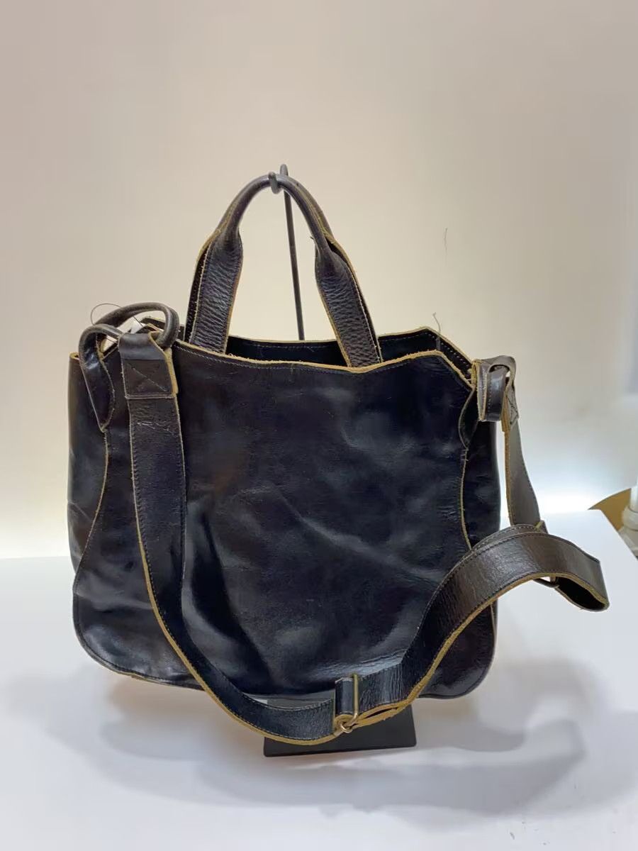 Yohji Yamamoto YOHJI YAMAMOTO Tote Bag/Leather/Black Size ONE SIZE - 3 Thumbnail