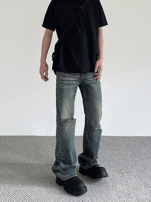 Japanese Brand × Vintage American high street retro distressed cleanfit ripped jeans Size US 32 / EU 48 - 3 Thumbnail