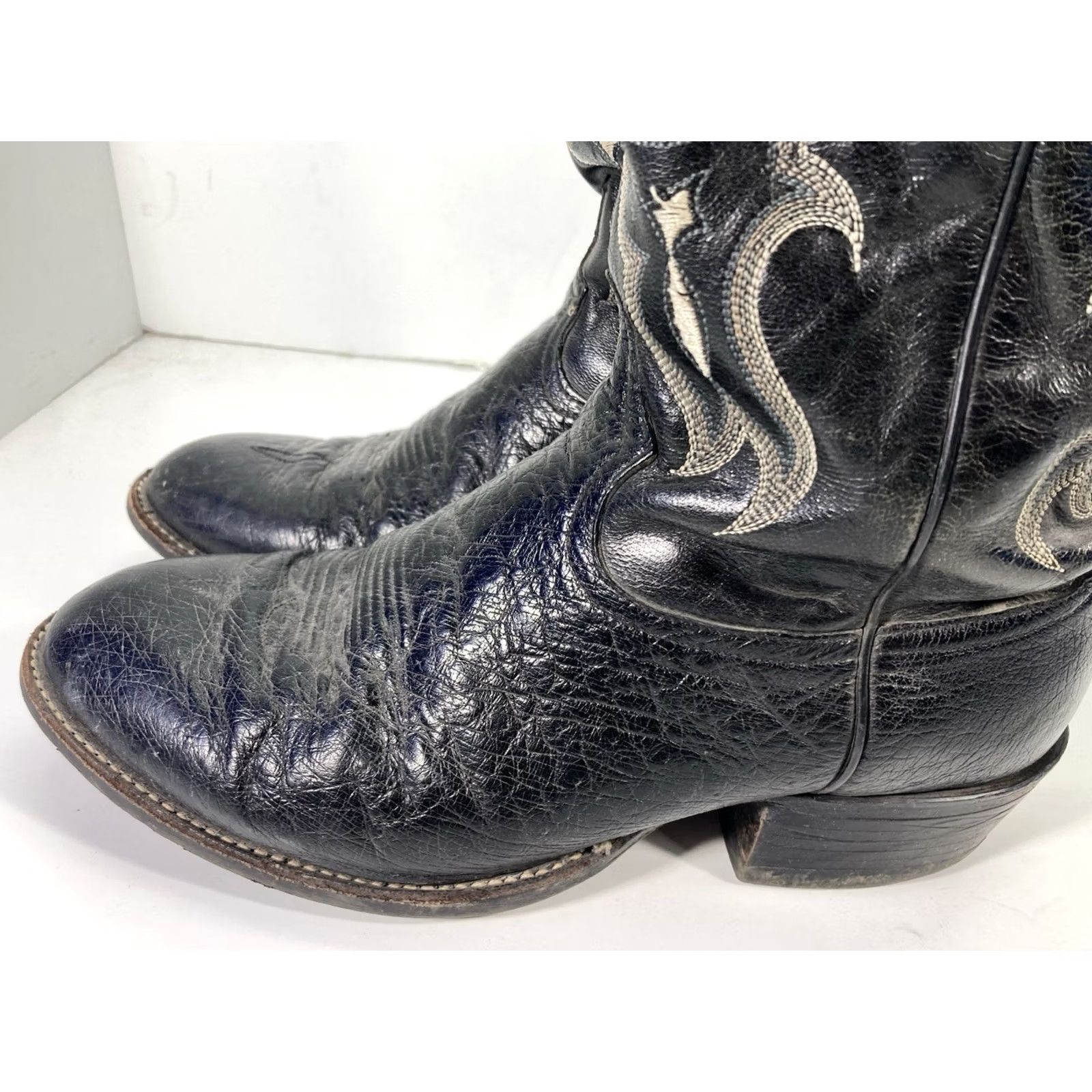 Tony Lama Tony Lama CT871 Boots Men 9.5D Black Ostrich Leather Western Cowboy Boots Size US 10 / EU 43 - 5 Thumbnail