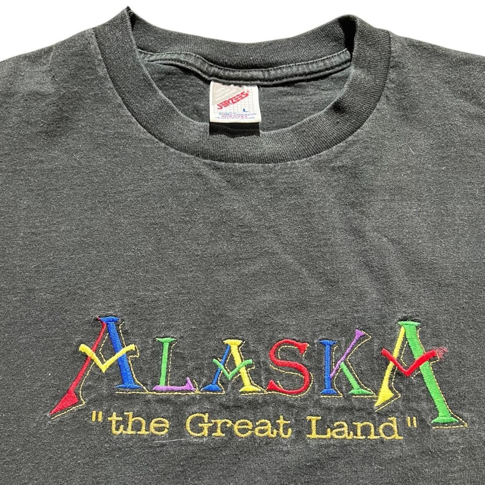 Jerzees Vintage 90s Alaska The Great Land Embroidered Black T-shirt Size S / US 4 / IT 40 - 3 Thumbnail