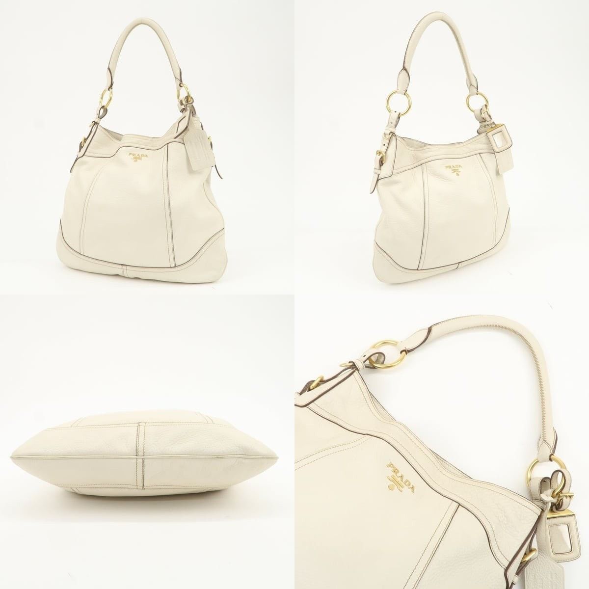 Prada Prada Logo Calfskin Shoulder Bag Cream Size ONE SIZE - 3 Thumbnail