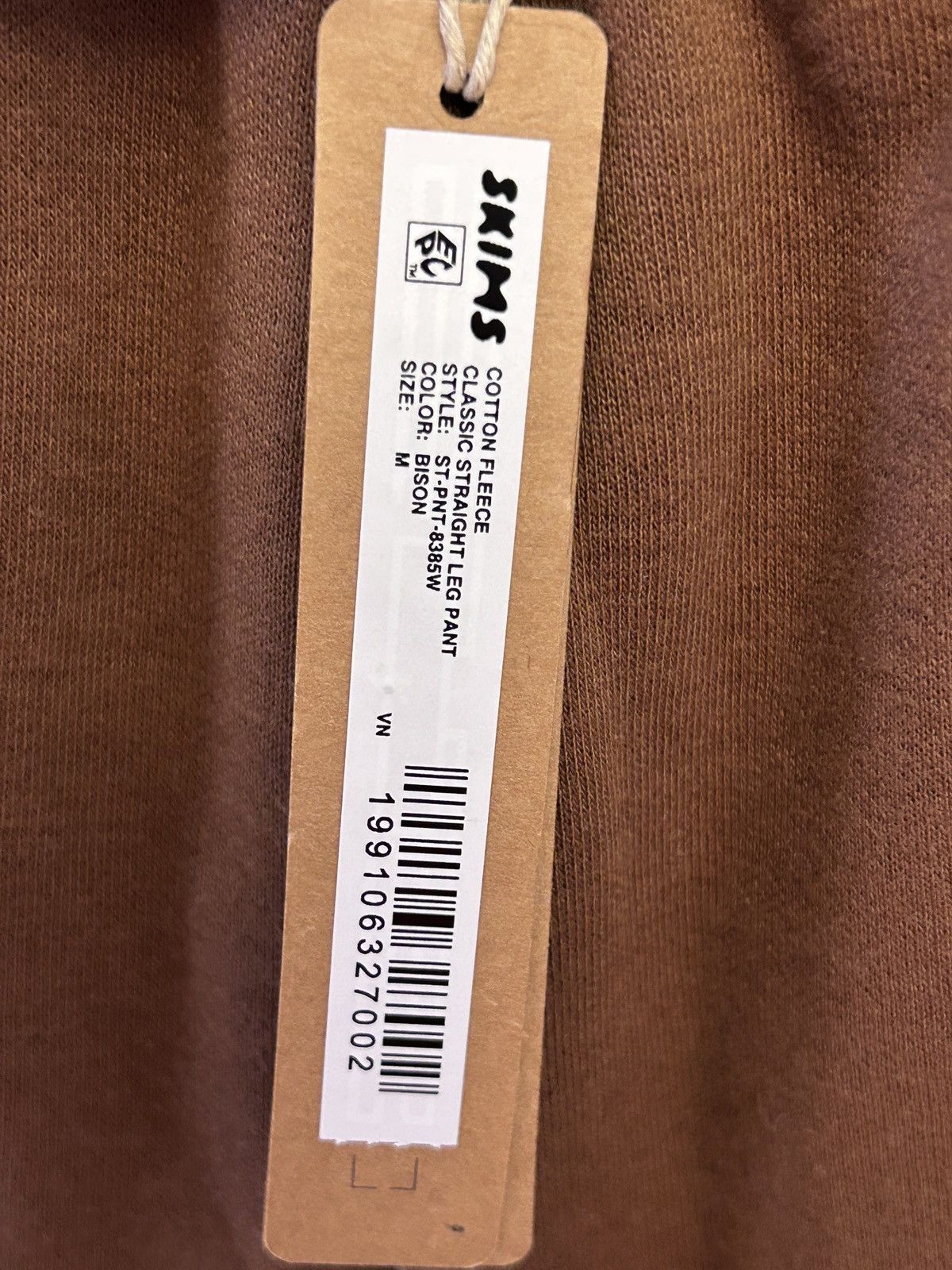 SKIMS Skims Cotton Fleece classic straight leg pant bison, M New Size 30" / US 8 / IT 44 - 4 Thumbnail