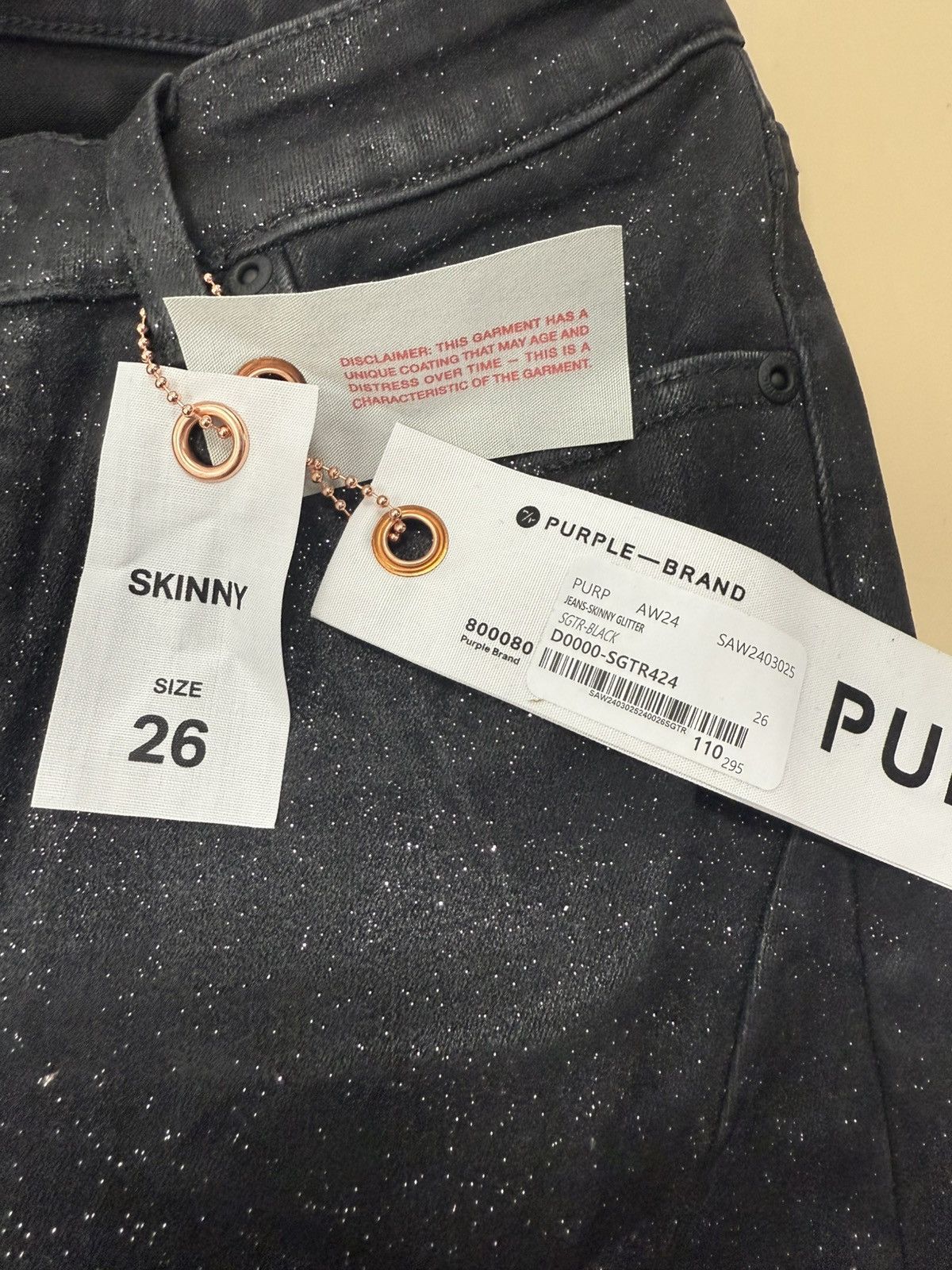 Other Purple Brand Glitter Black Jeans Size 26" / US 2 / IT 38 - 3 Thumbnail