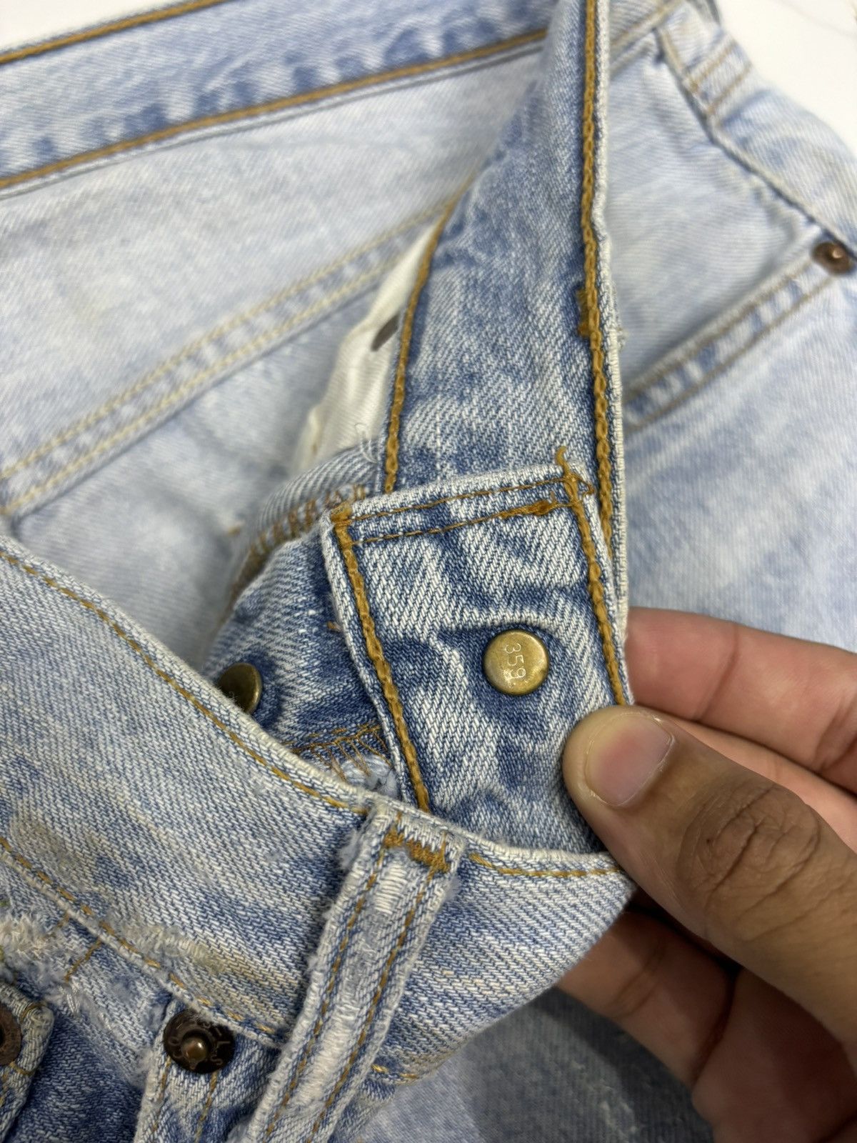 Kapital 🔥VINTAGE LEVIS 501 STITCH EMBROIDERY BLUE WASH JEANS Size US 31 - 15 Thumbnail