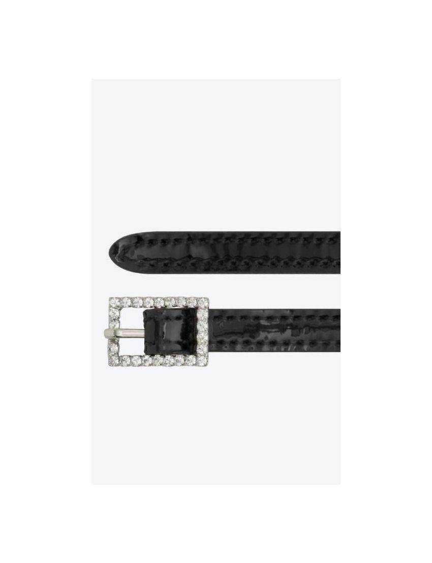 Saint Laurent Paris o1bcso1str1224 Size: 75/Strass Buckle Thin Belt in Black Size ONE SIZE - 2 Thumbnail