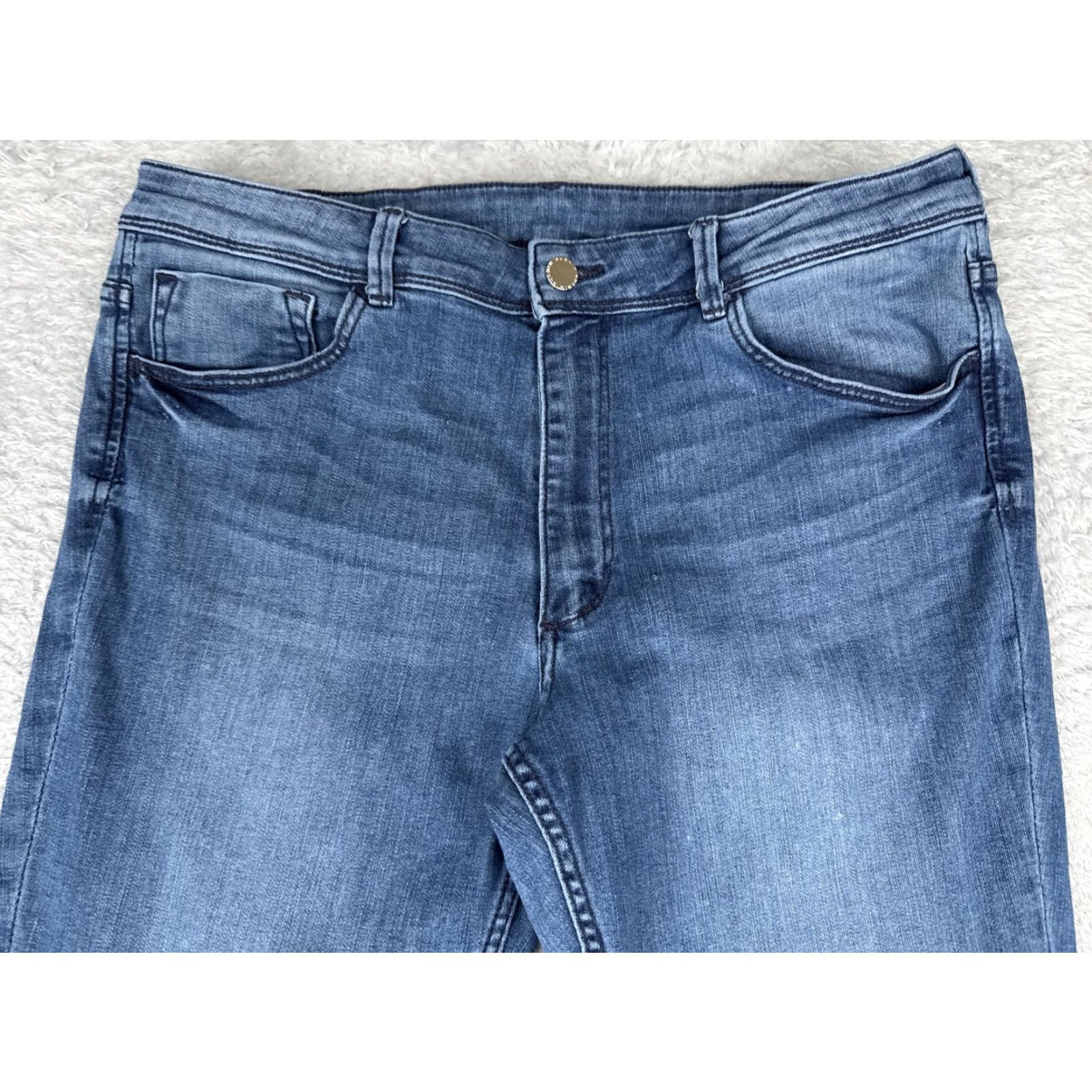 Denime &Denim Flare Jeans Womens 12 Blue Medium Wash High Rise Stretch Denim 32x32 Jeans Size 34" / US 12 / IT 48 - 4 Thumbnail