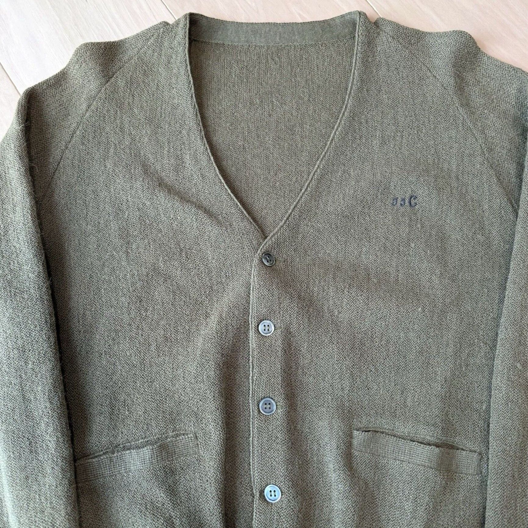Vintage VINTAGE Cardigan Mens Wool Green S 70s USA Made Wool Cobain Long Sleeve Size US S / EU 44-46 / 1 - 3 Thumbnail