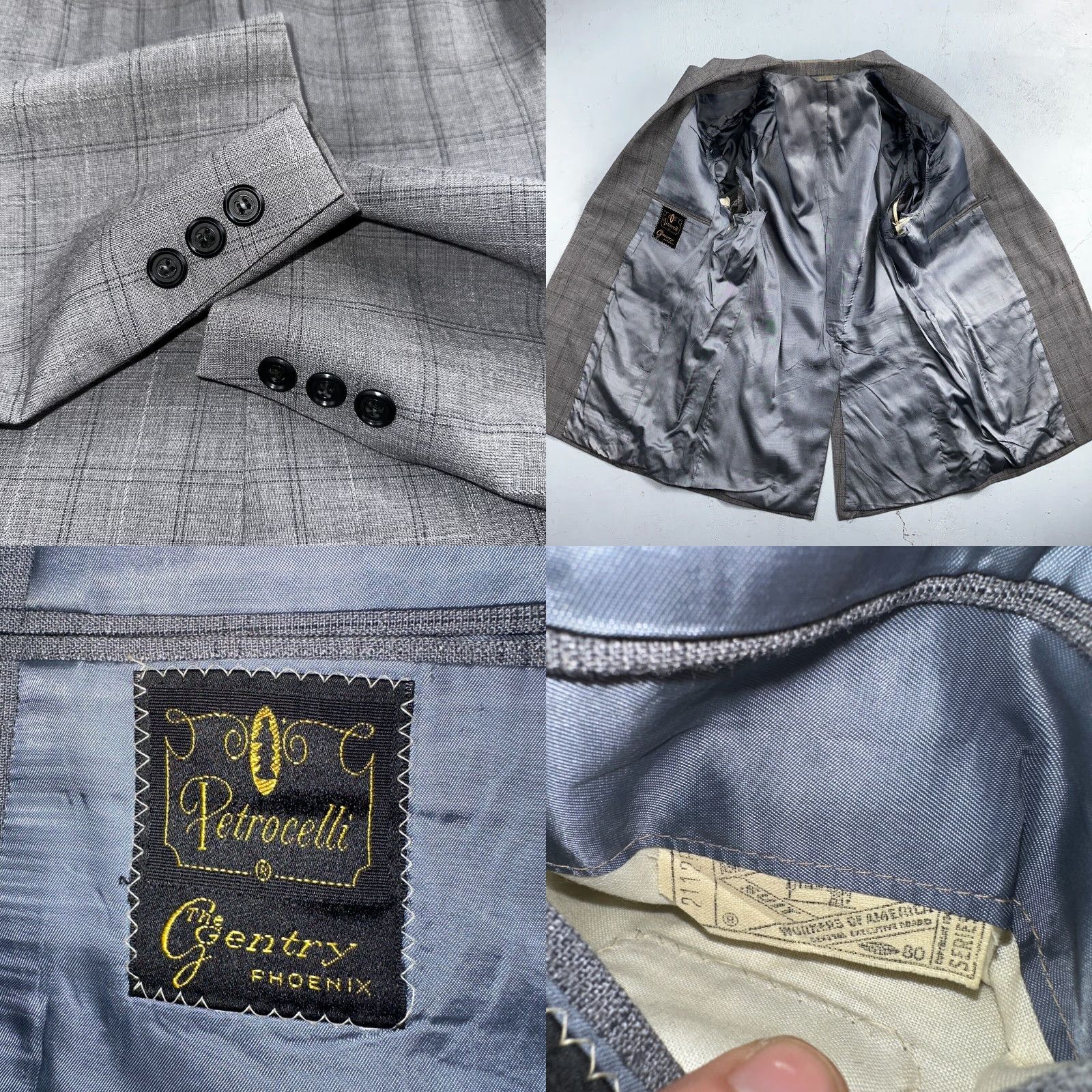Vintage VTG Petrocelli Mens 2 PC Suit Jacket Coat Pants Gray 1960s Rockabilly 38 Mens Size 38R - 8 Thumbnail