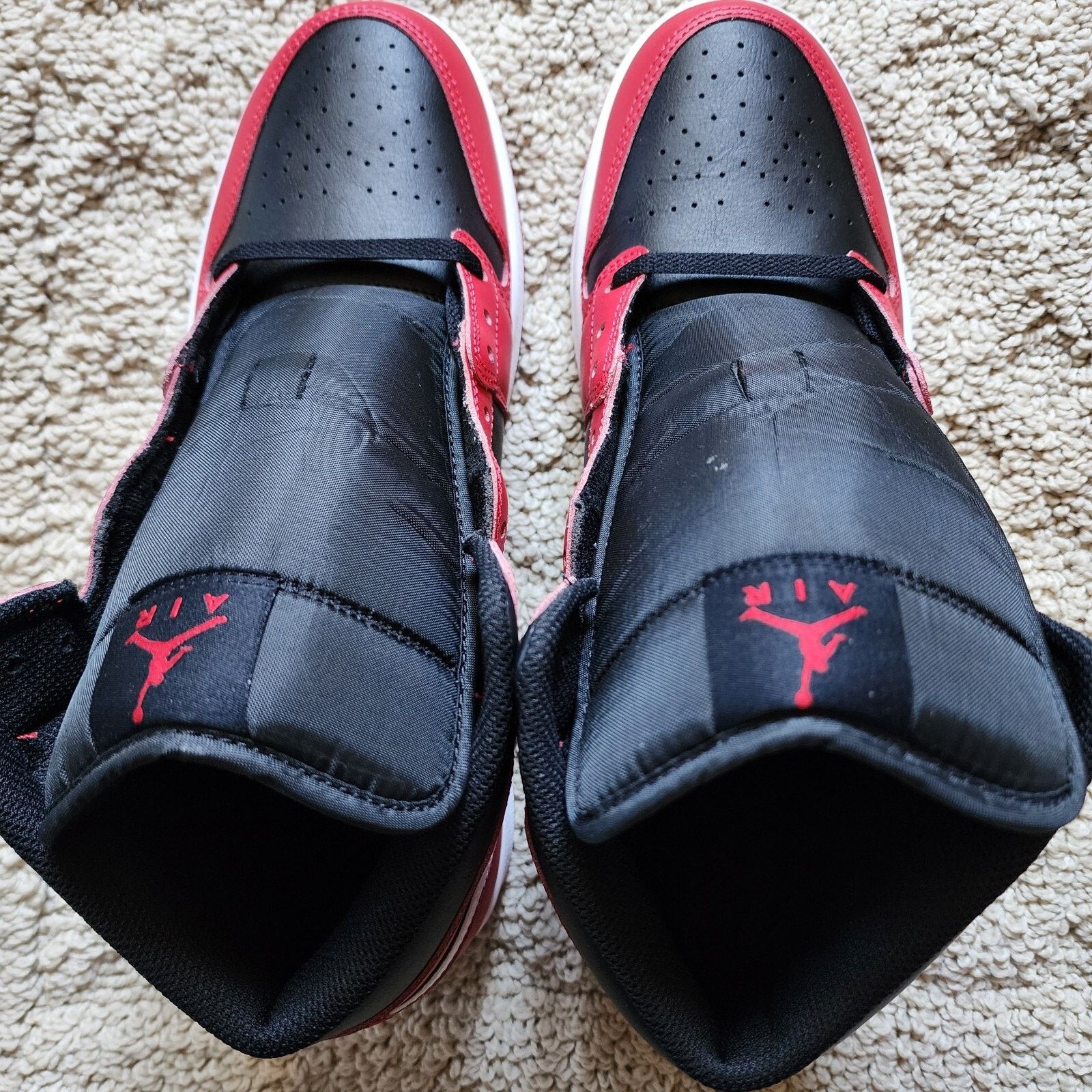 Jordan Brand Air Jordan 1 Mid Gym Red Black White Pre-Owned Sz 12 Size US 12 / EU 45 - 5 Thumbnail