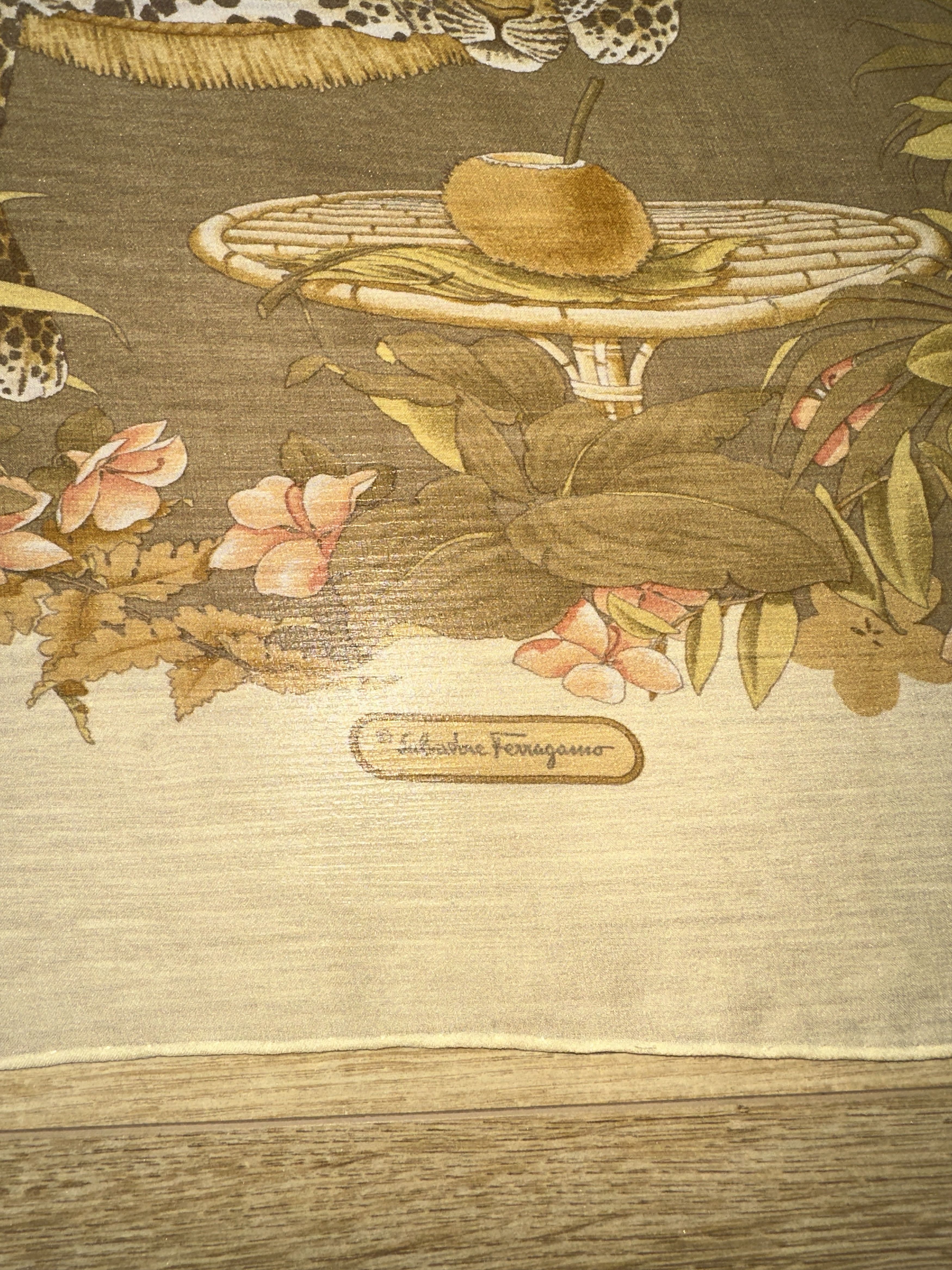 Salvatore Ferragamo Salvatore Ferragamo Leopard Tropical Resort 100% Silk Scarf Size ONE SIZE - 3 Thumbnail