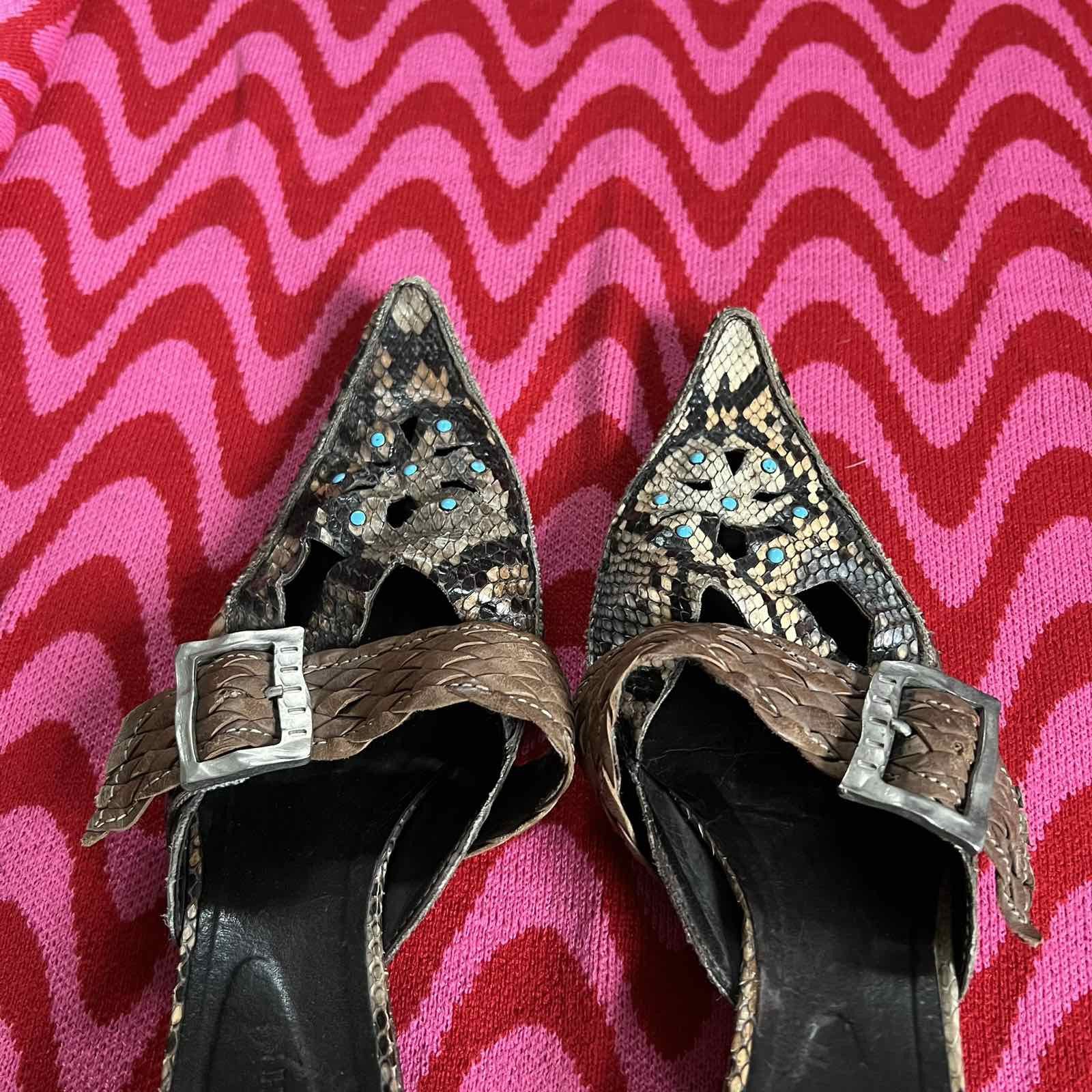 Designer × Leather × Vintage AKETOHN python Leather Heels Printed Italy Size 38 Size US 8 / IT 38 - 7 Thumbnail