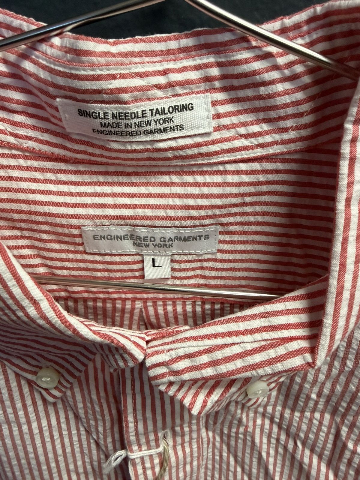 Engineered Garments Pink stripe seersucker shirt Size US L / EU 52-54 / 3 - 2 Thumbnail
