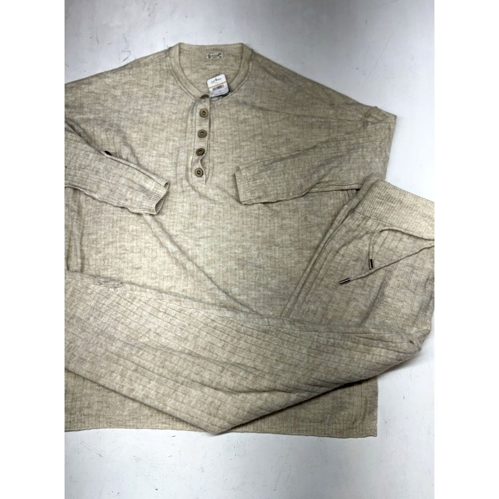Free People Free People Women's Around The Clock Knit Sweater Pants Set Oatmeal S/M NWT Size S / US 4 / IT 40 - 2 Thumbnail