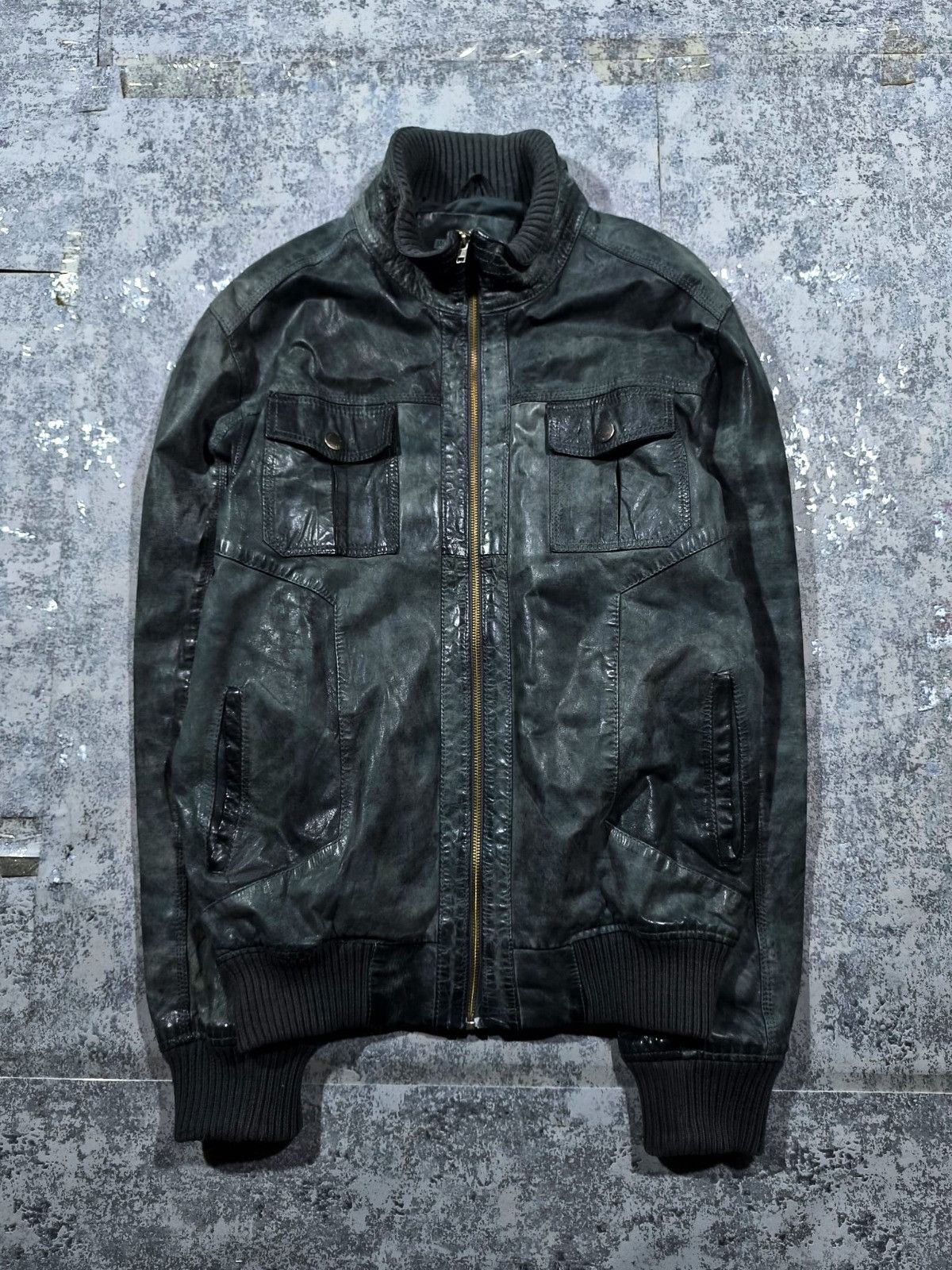 Leather avantgarde dark green hedi slimane type bomber jacket Size US L / EU 52-54 / 3 - 9 Thumbnail