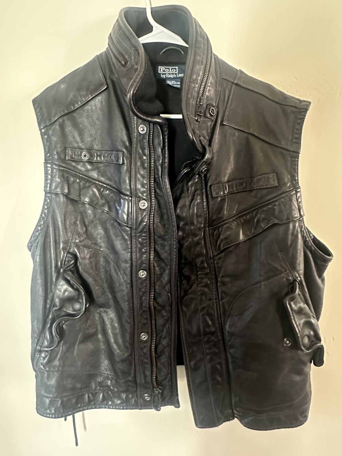 Polo Ralph Lauren Very Rare Polo Ralph Lauren Leather Motorcycle Vest Size US XL / EU 56 / 4 - 1 Thumbnail