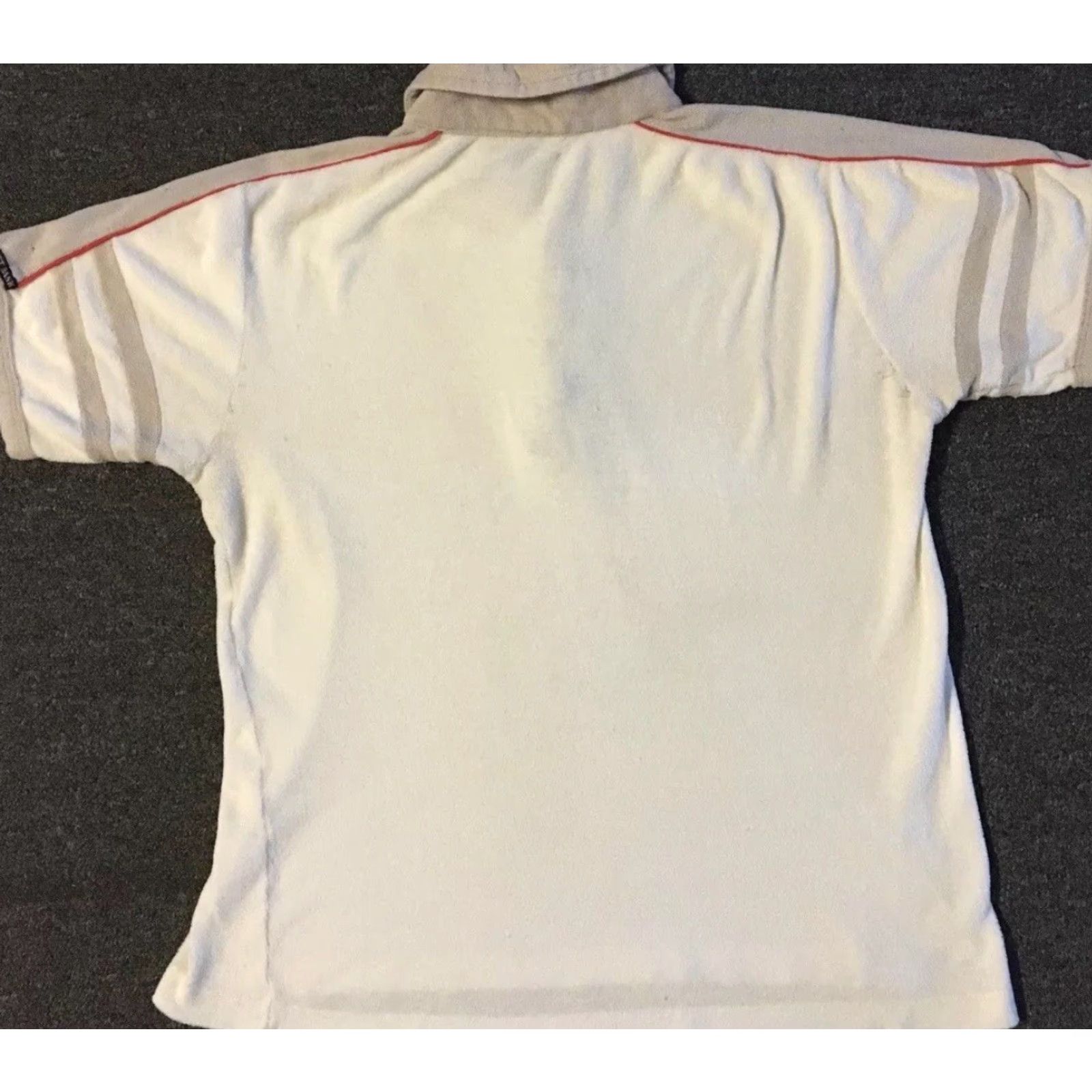Vintage Vtg 70s Terry Cloth Faded Striped Polo Shirt XS Grunge Vaporwave Surf Skate Beach Single Stitch Rugby Men Short Sleeve White Size US XS / EU 42 / 0 - 6 Thumbnail