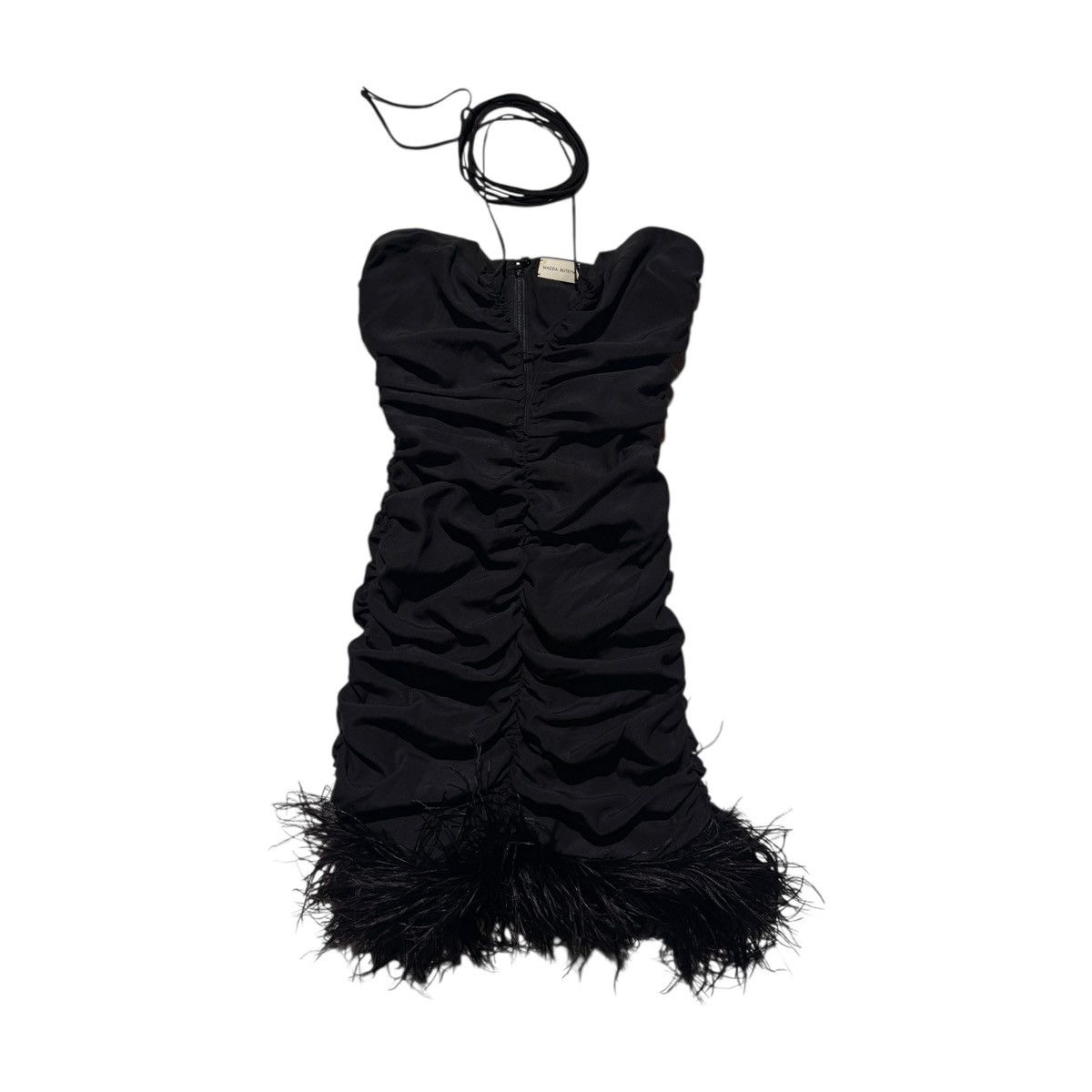Magda Butrym Feathered trim silk tie dress Size XXS / US 00 / IT 34 - 2 Thumbnail