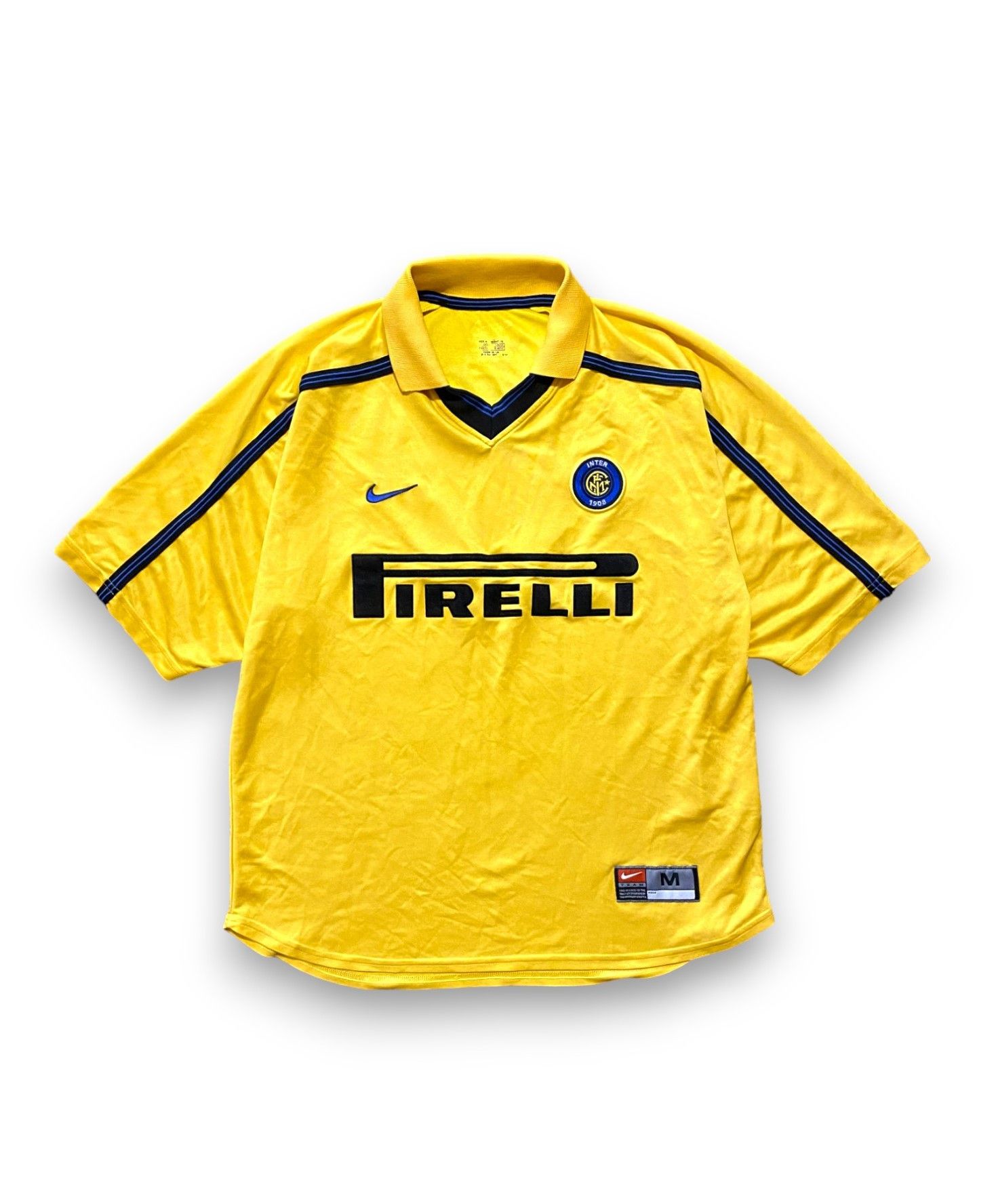 image of Inter Milano Nike Jersey 1998 1999 Yellow Vintage Retro, Men's (Size Medium)