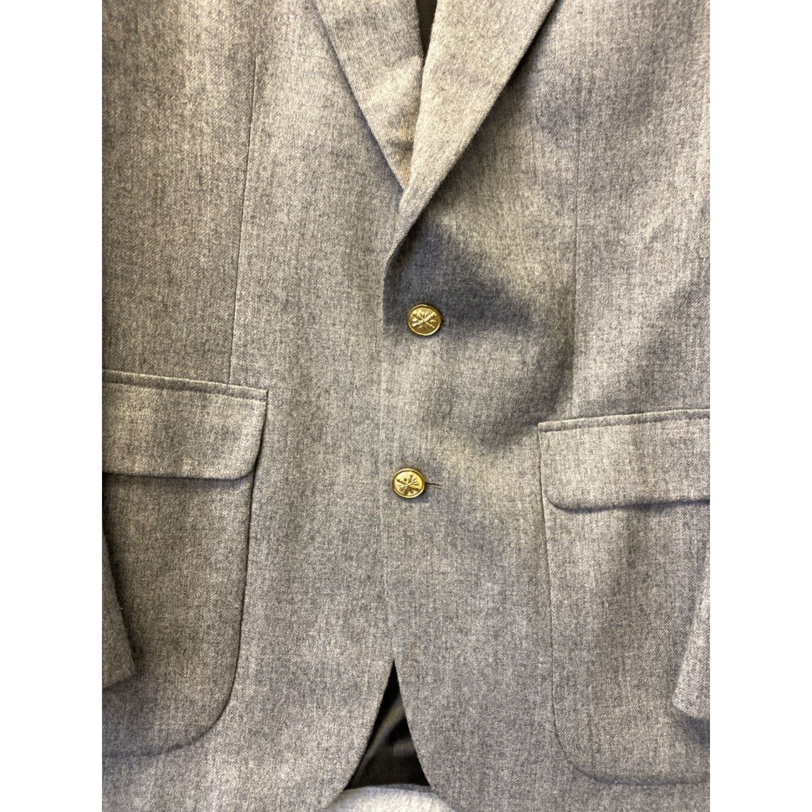 Vintage Macy’s Savile Row Pure Cotton Gray Blazer Jacket (38) / 120-17 Size 38R - 2 Thumbnail