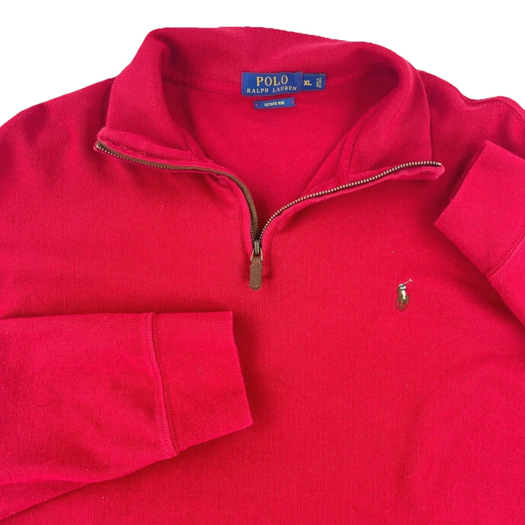 Polo Ralph Lauren Polo Ralph Lauren Sweater Mens XL Red Pullover 1/4 Zip Rib Knit Logo Embroidered Classic Preppy Sports 90s? Size US XL / EU 56 / 4 - 2 Thumbnail