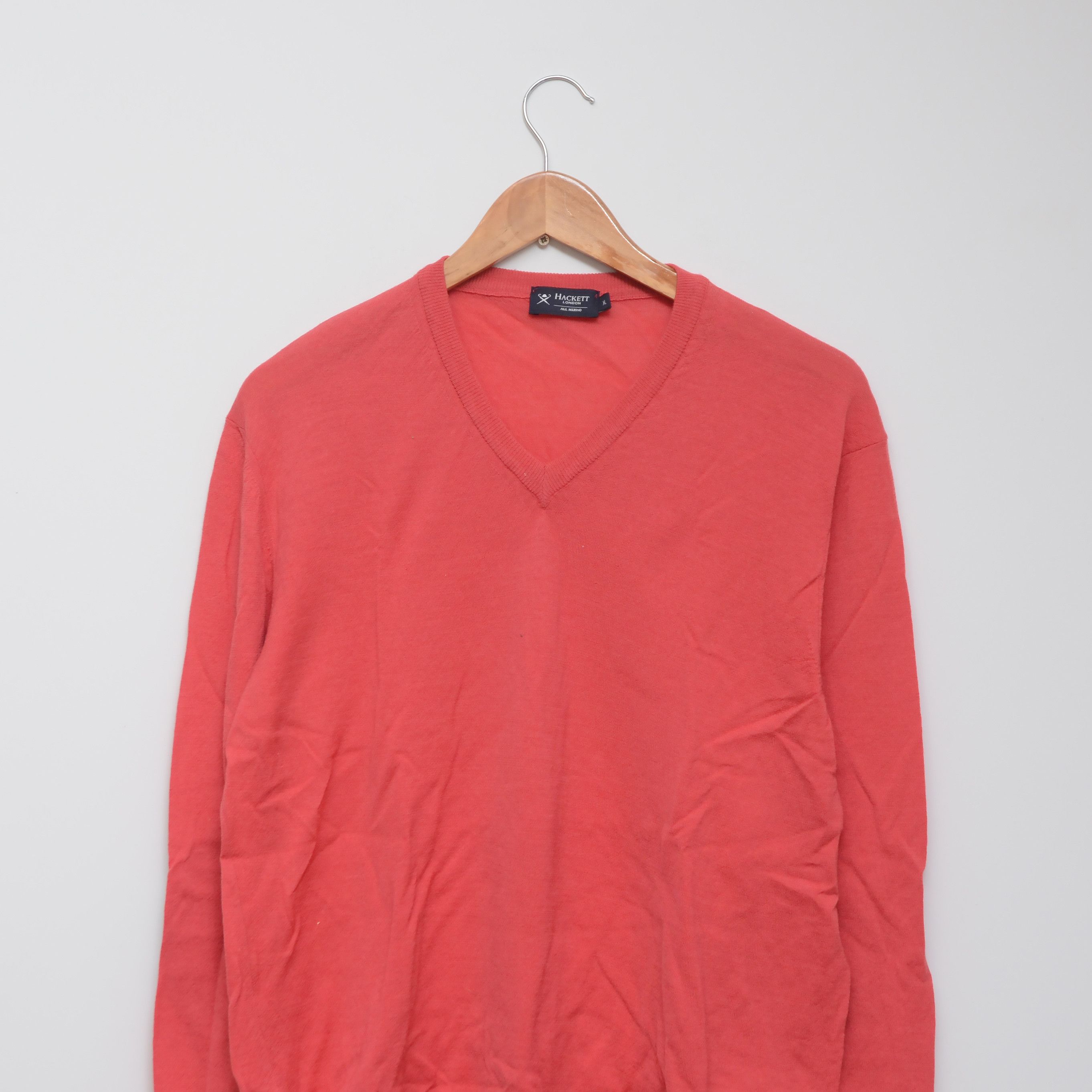 Hackett Hackett London 100% Merino Wool Crew V-Neck Jumper Size US L / EU 52-54 / 3 - 3 Thumbnail