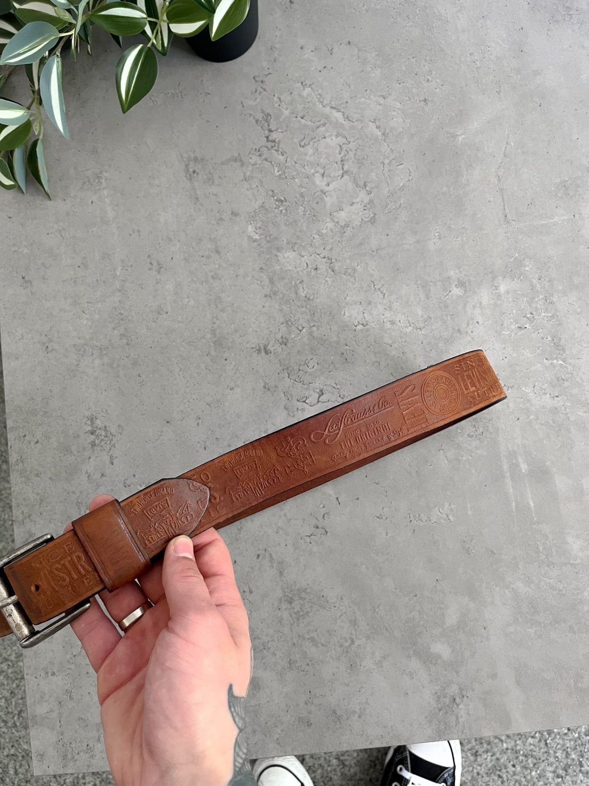 Levi's × Levi's Vintage Clothing Levi’s Leather Belt made in USA size 36/90 Size 36 - 2 Thumbnail