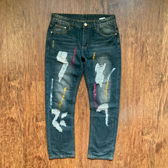 Vintage Japanese Distressed Denim Jeans Vintage Y2k Sk8 Opium | Grailed