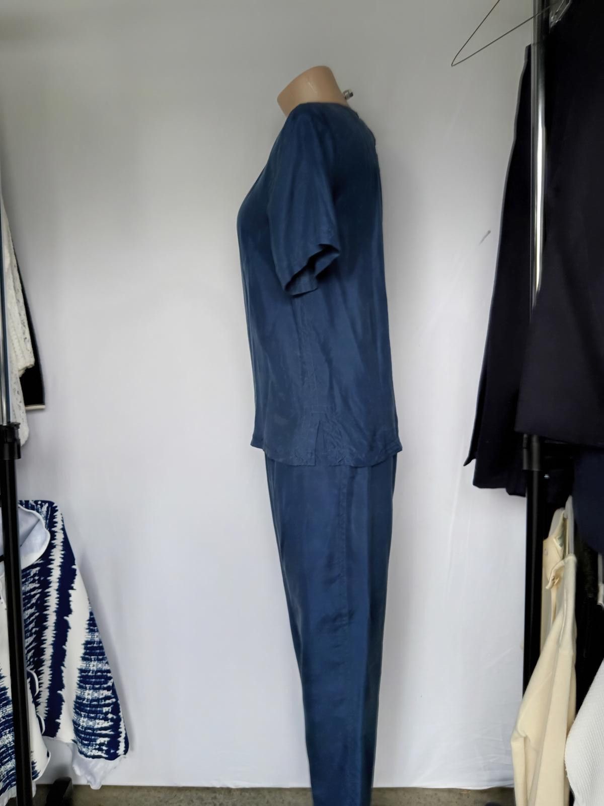 Designer August Silk Petite Navy Silk Two-Piece Set Size ONE SIZE - 2 Thumbnail