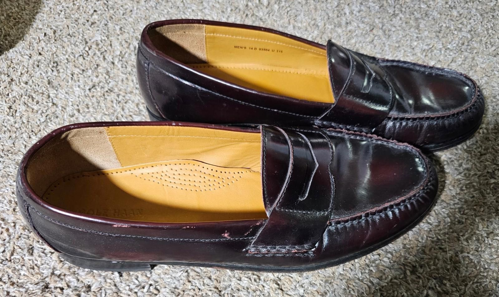 Cole Haan Cole Haan 03504 Burgundy Leather Slip-On Dress Loafers 14D Size US 14 / EU 47 - 1 Thumbnail