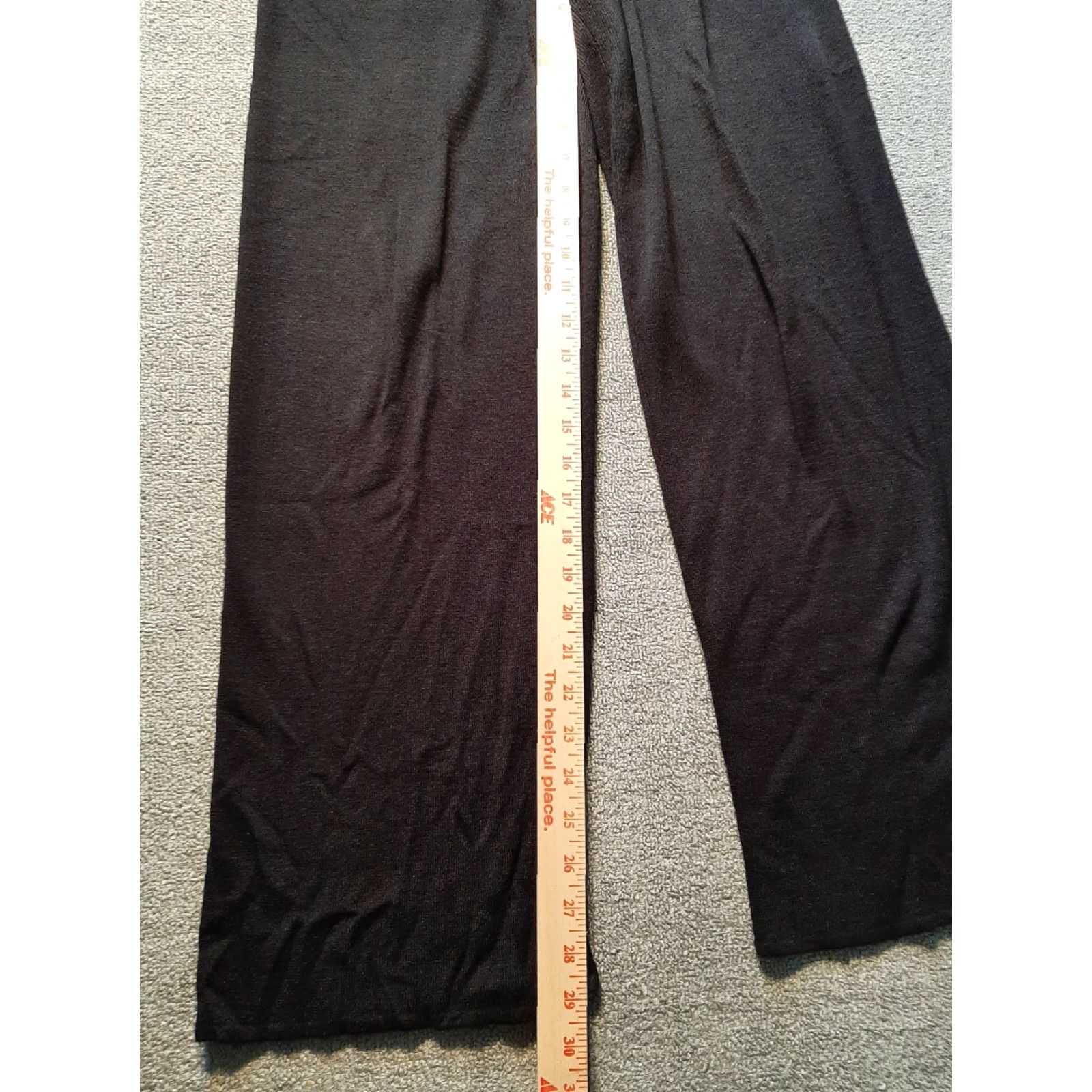 Vintage Colette Mordo Women's Dress Pants S Black Solid Rayon Acrylic Stretch Elastic Waist Flat Front Full Length Straight Casual Regular Size S Size 28" / US 6 / IT 42 - 2 Thumbnail