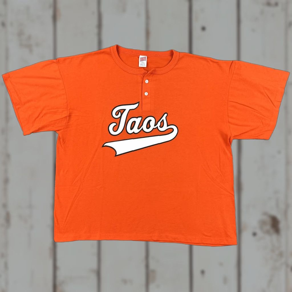 Soffe VINTAGE Soffe Shirts 2XL Orange Henley Short Sleeve USA 90s Sports Shirt Mens Size US XXL / EU 58 / 5 - 1 Thumbnail