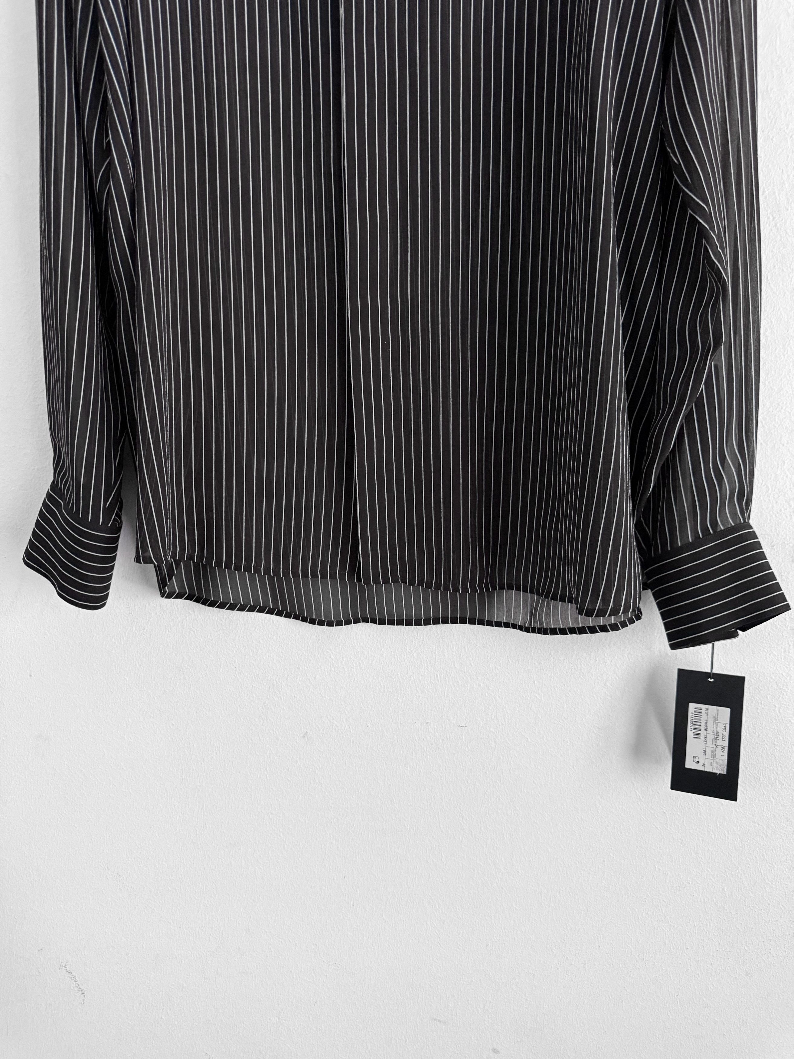 Saint Laurent Paris Black Pinstriped Silk Shirt Size US L / EU 52-54 / 3 - 9 Thumbnail