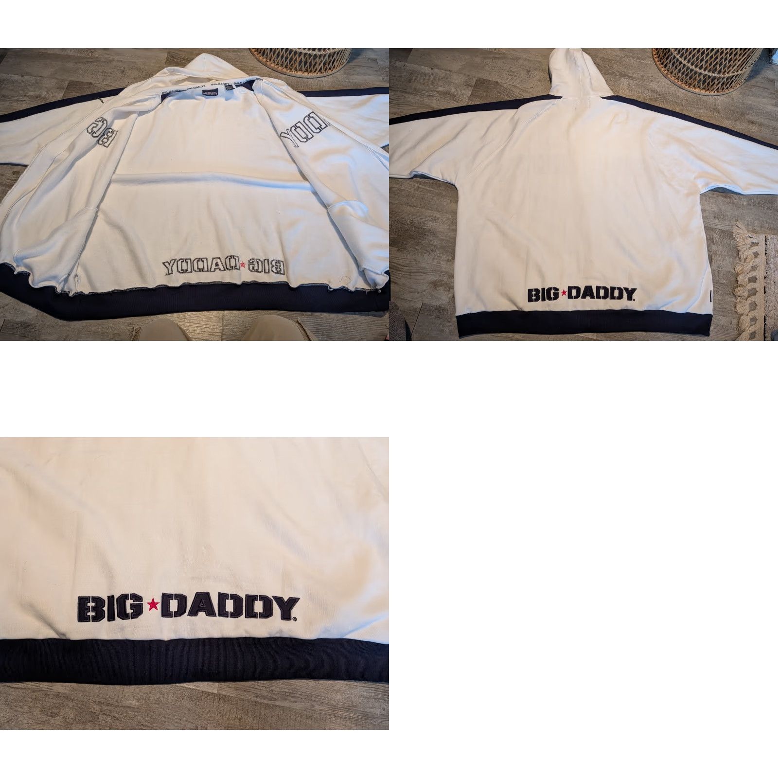 CO VINTAGE Big Daddy Clothing Co Full Zip Hoodie Mens 6XL White Embroidered 90s Streetwear Big & Tall Size US XXL / EU 58 / 5 - 10 Thumbnail