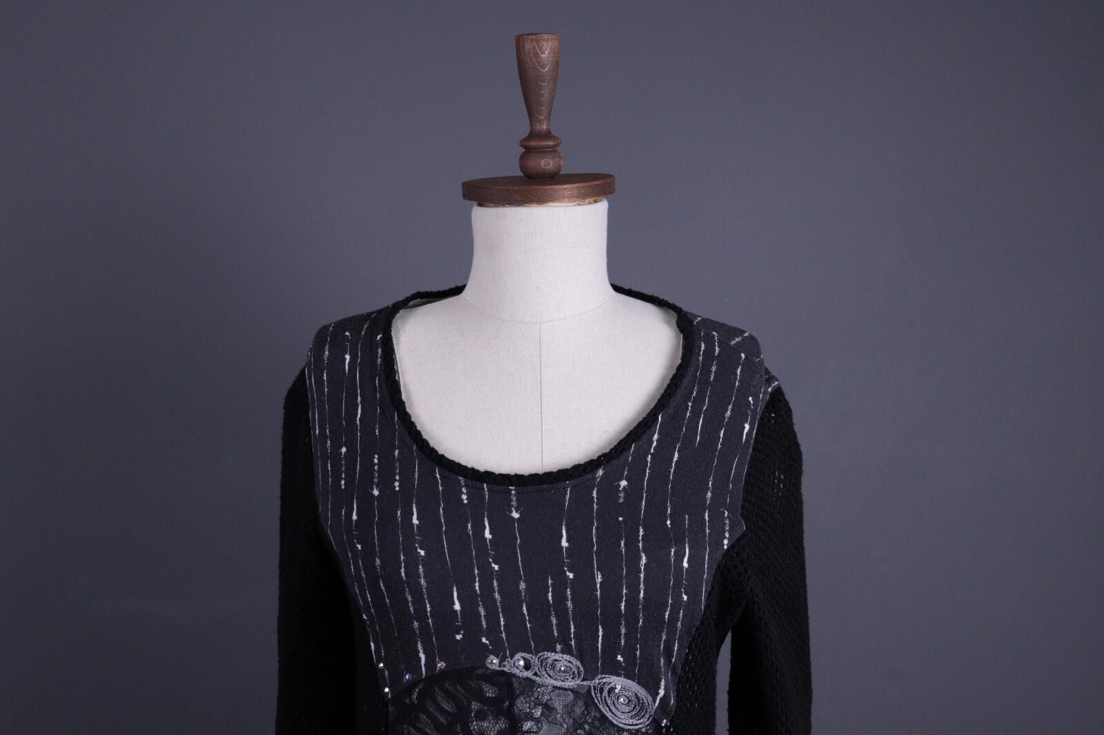 Designer Elisa Cavaletti Sono Italiano Black Knit Shift Dress SzM Size M / US 6-8 / IT 42-44 - 2 Thumbnail