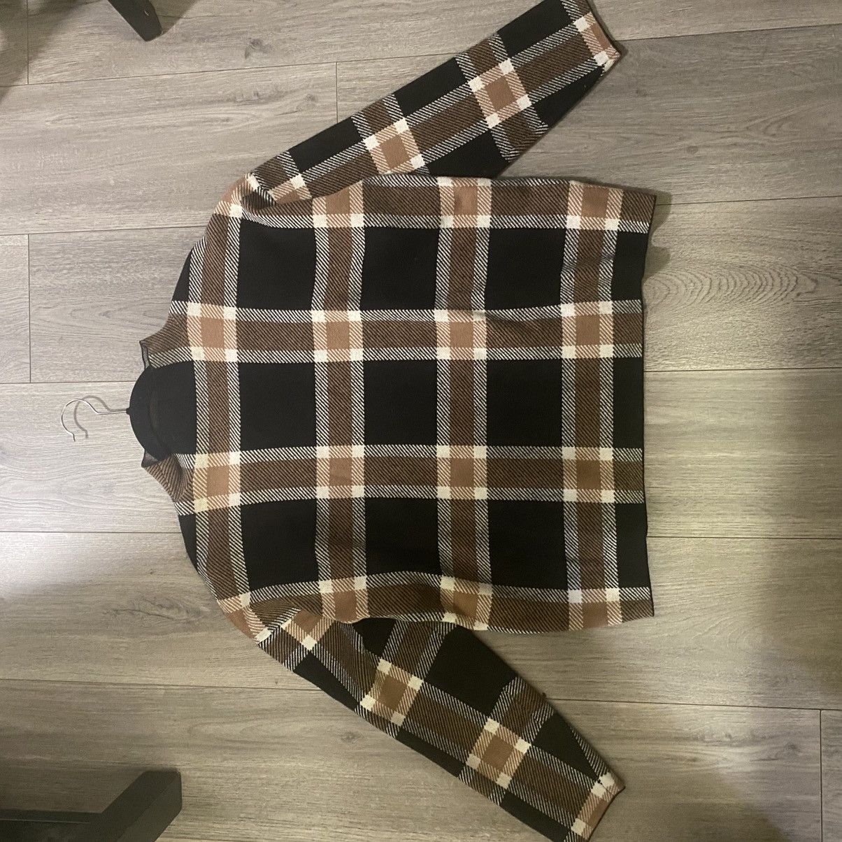 Nicole Miller Nicole Miller Plaid Cowl Neck Sweater : Black, Brown & Cream Size XL / US 12-14 / IT 48-50 - 3 Thumbnail