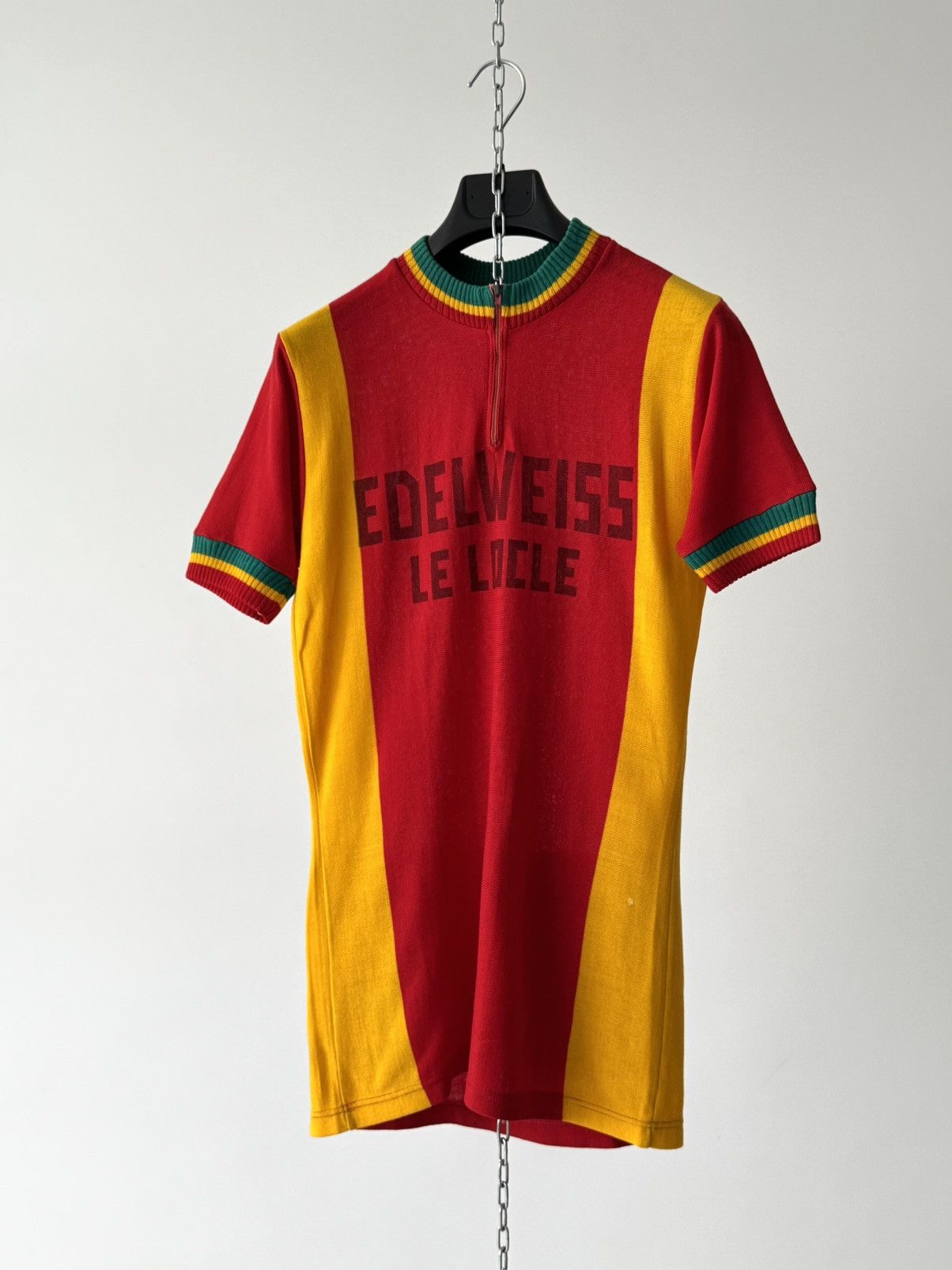 Vintage 1970s Vintage Swiss ‘Edelweiss Le Locle’Cycling Wool Jersey Size US M / EU 48-50 / 2 - 2 Thumbnail