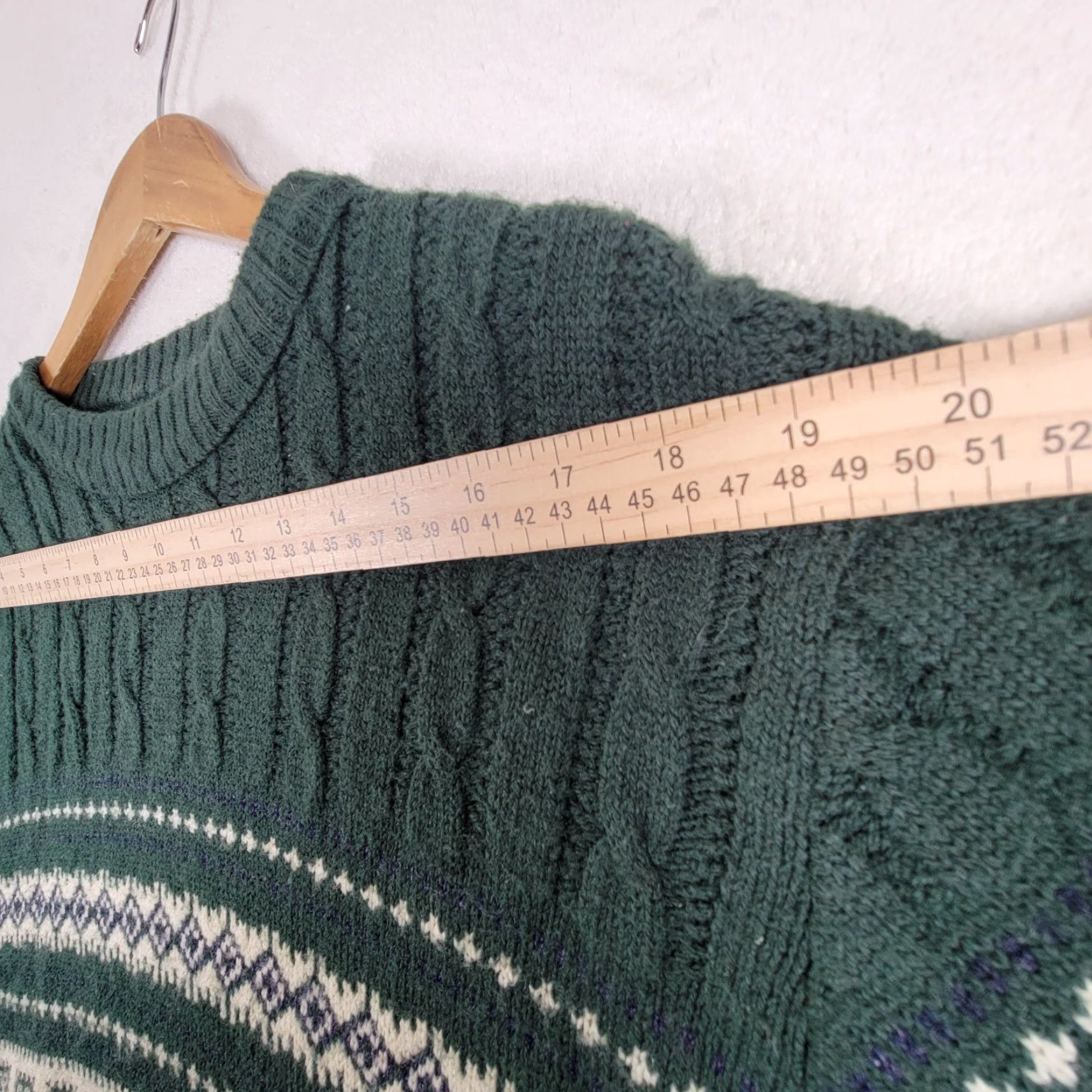 Vintage VINTAGE Beige Geometric Ivory Green Pullover Sweater Mens Medium 1980s Acrylic Size US M / EU 48-50 / 2 - 7 Thumbnail
