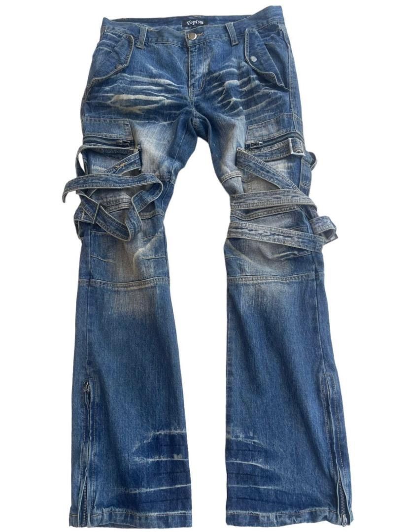 Japanese Brand × Vintage Vintage Bootcut Topism Parachute Bondage Denim Jeans Size US 32 / EU 48 - 2 Thumbnail