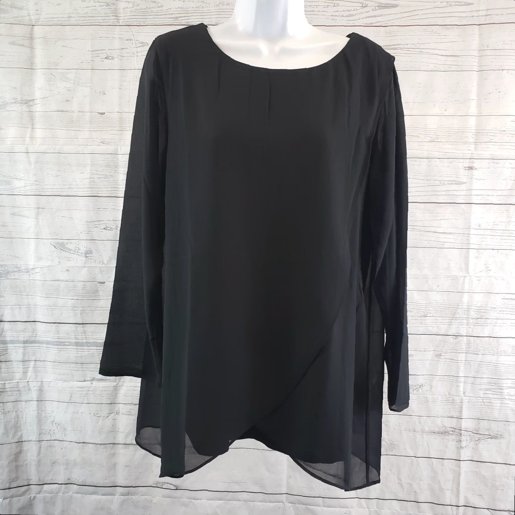 Soft Surroundings Soft Surroundings Blouse Womens Belvedere Sz Medium Black Long Sleeve Layered Viscose Blend Shirt Womens M Black Belvedere blouse Size M / US 6-8 / IT 42-44 - 2 Thumbnail