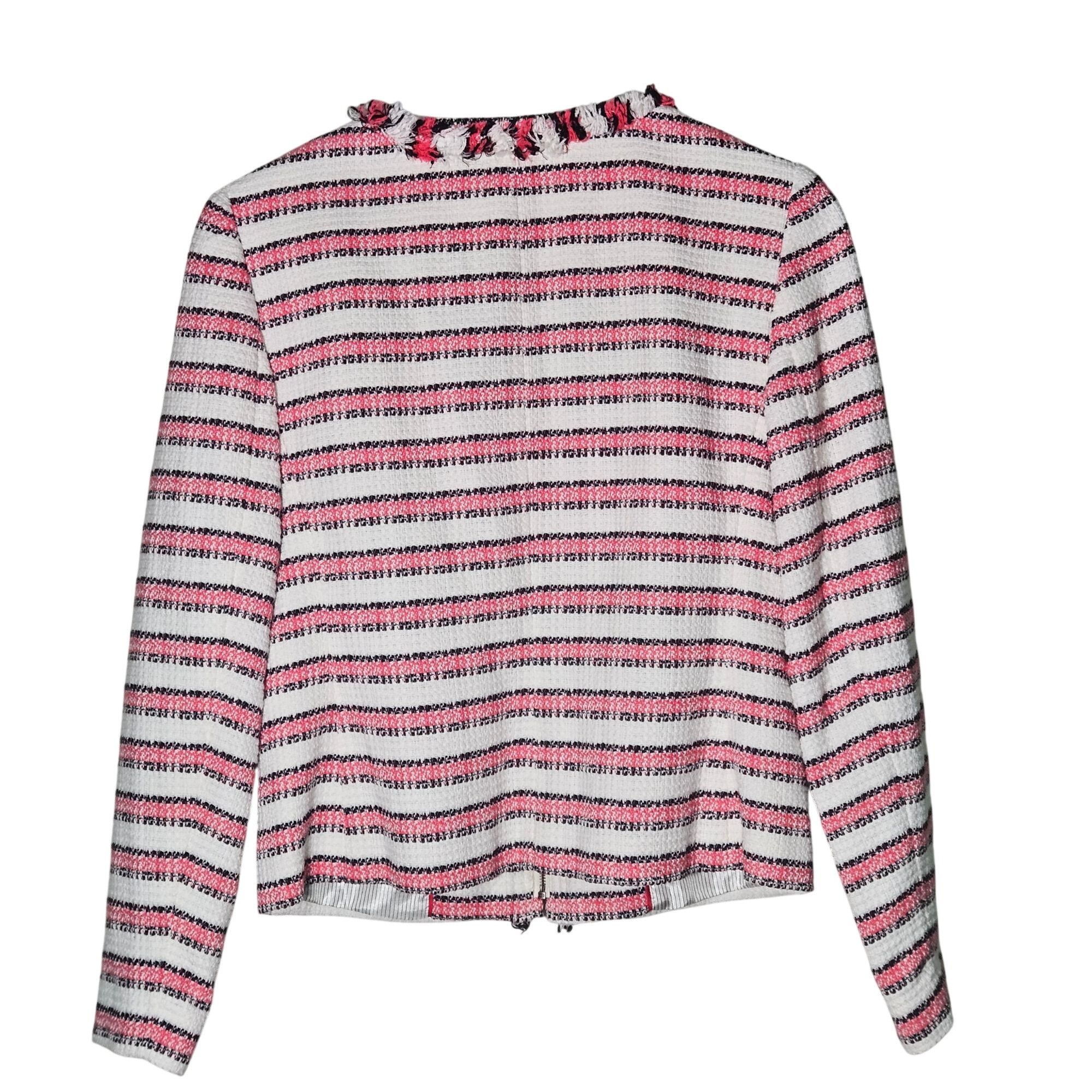 Talbots Talbots Women’s Tweed Jacket Pink/Black/White 10 Coquette Va Size L / US 10 / IT 46 - 9 Thumbnail