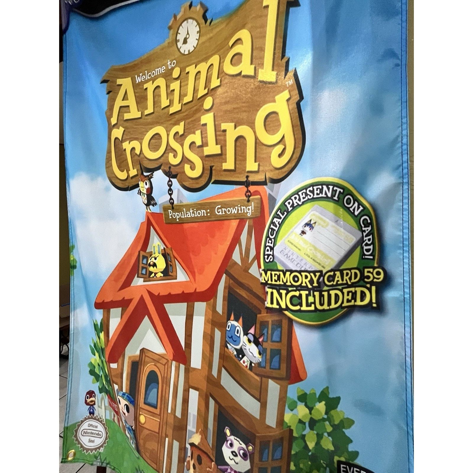 Nintendo Animal Crossing 5ft Flag Nintendo Gamecube 2005 Poster NGC Size ONE SIZE - 3 Thumbnail