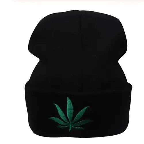 Japanese Brand Black Color Weed Leaf Beanie Hat Size ONE SIZE - 2 Thumbnail