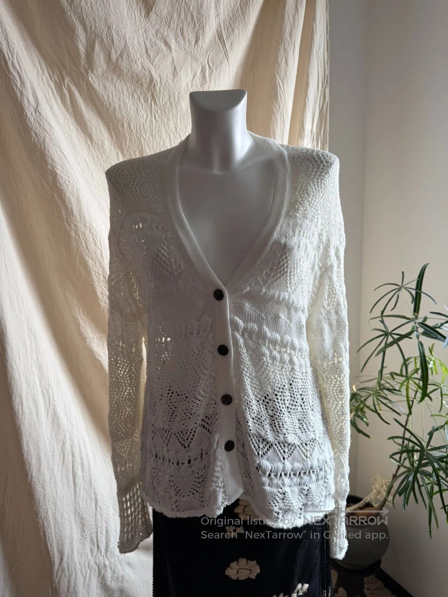 Y's Y'sforliving Cotton Knit Openwork Cardigan. Size M / US 6-8 / IT 42-44 - 5 Thumbnail