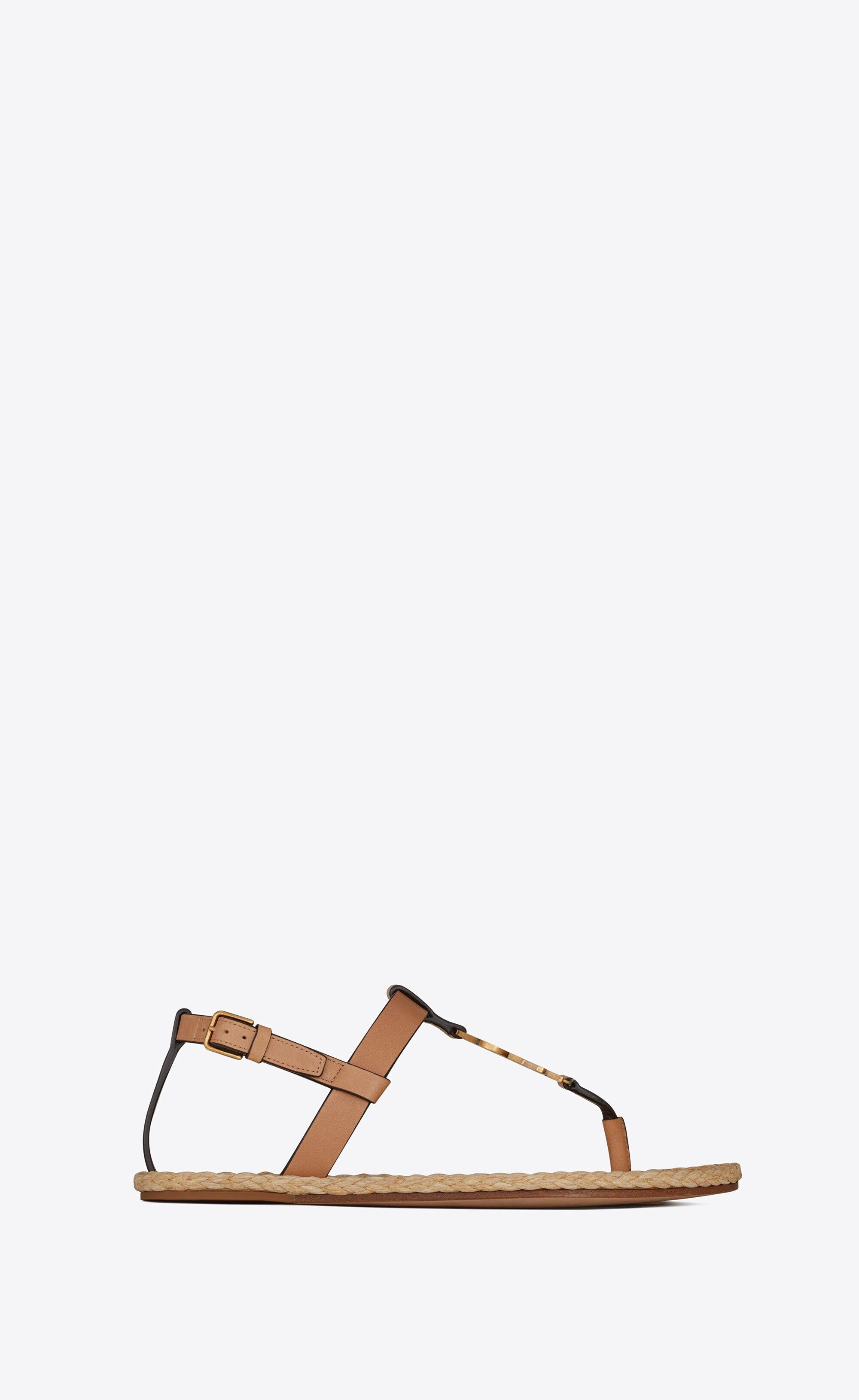 Saint Laurent Paris o1s1wg111224 Cassandra Sandals Vegetable-Tanned Leather Size US 9 / IT 39 - 1 Thumbnail