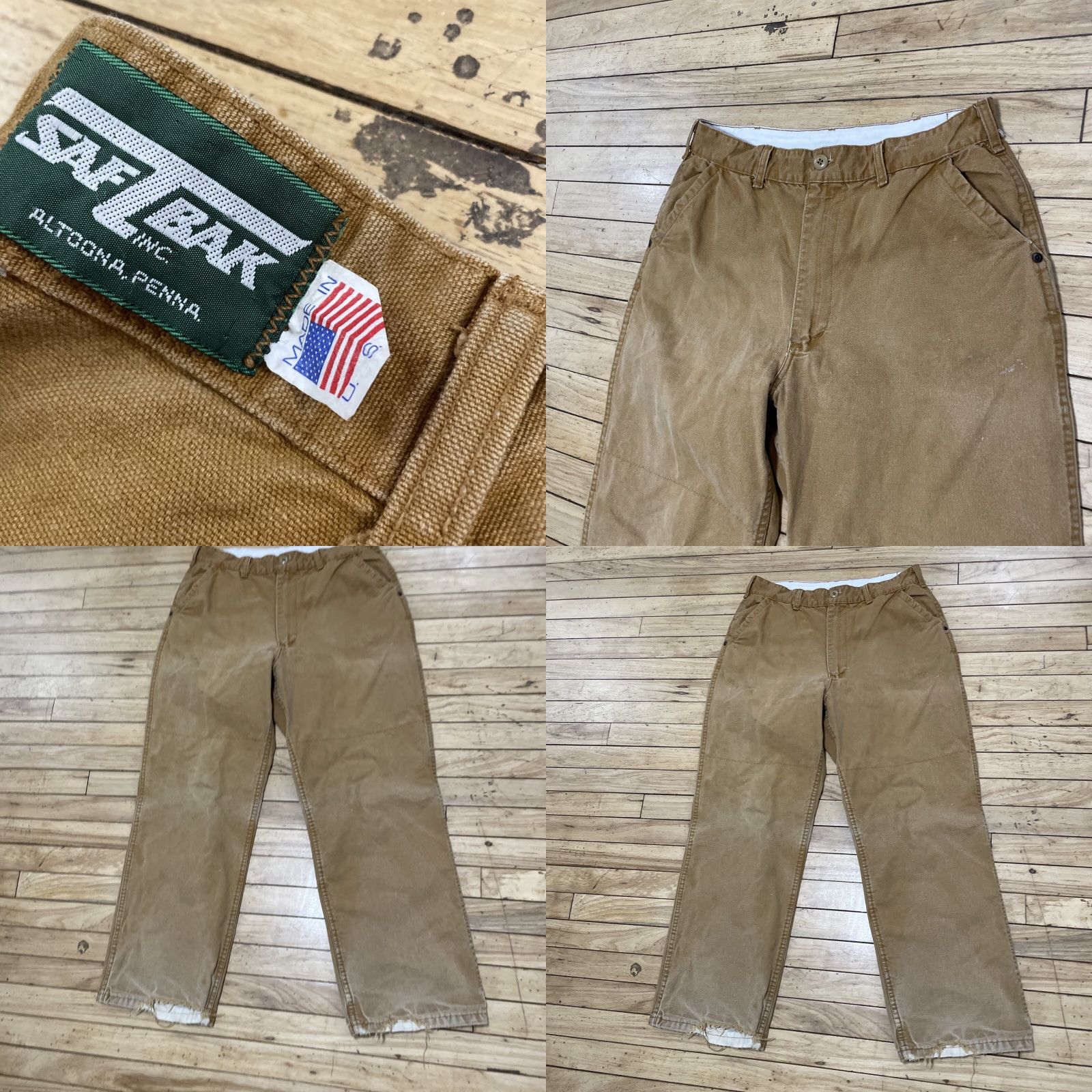 SafTbak VINTAGE SAFTBAK Hunting Pants Mens 34x29 Brown USA Made Canvas Distressed Lined Straight Front Pocket Zipper Button Size US 34 / EU 50 - 9 Thumbnail