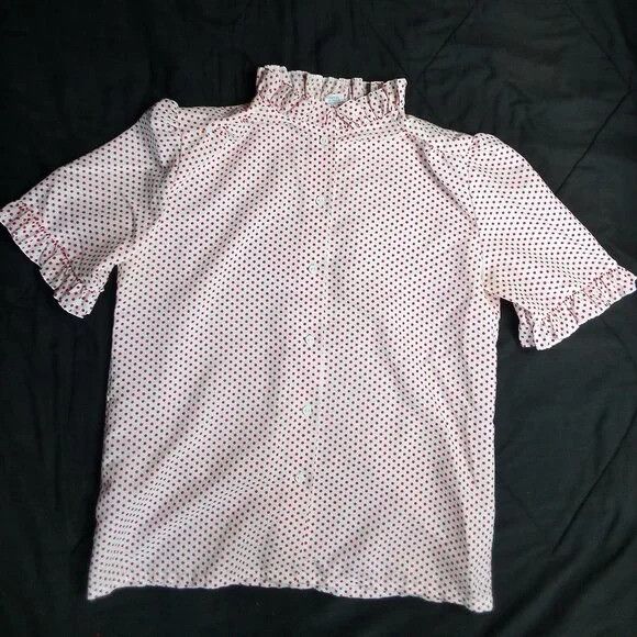 Sears Vintage MCM Sears Dots Short Sleeve Button Shirt Blouse Size XL / US 12-14 / IT 48-50 - 2 Thumbnail