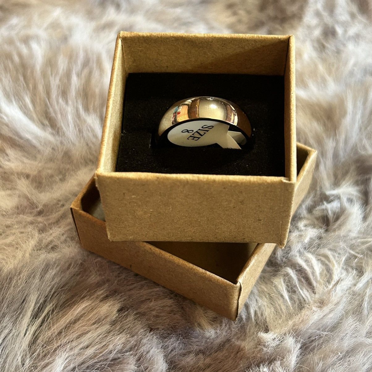 Jewelry Men’s 6mm polished Titanium comfort band wedding ring NIB 8 Size ONE SIZE - 2 Thumbnail