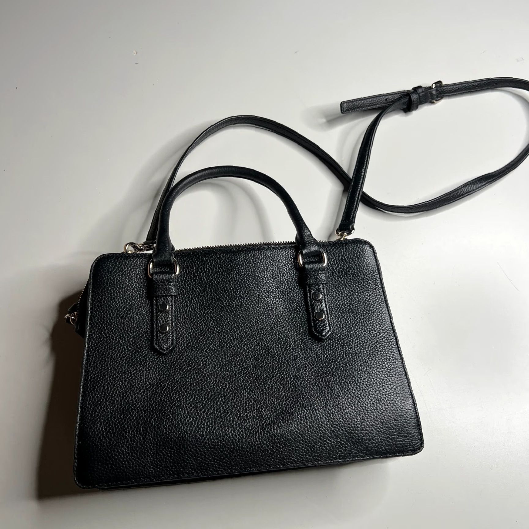 Vintage kate spade new york Black Pebbled Leather Satchel Crossbody Bag Purse Handbag Size ONE SIZE - 5 Thumbnail